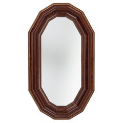 Large Octagonal Art Deco wall mirror in solid wood, Belgium ca. 1925