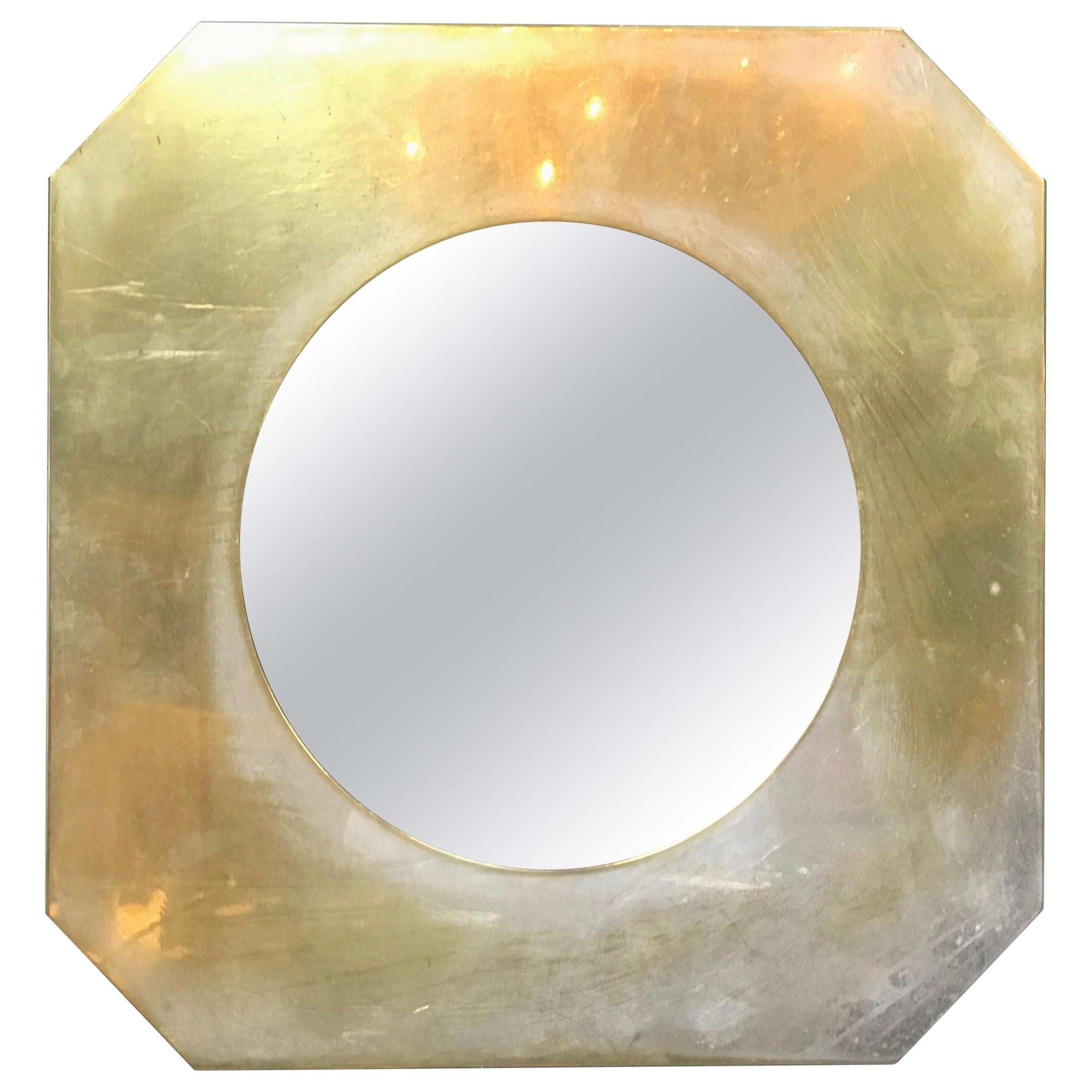 Large Octagonal Brass Picture Frame, Italy, 1960s