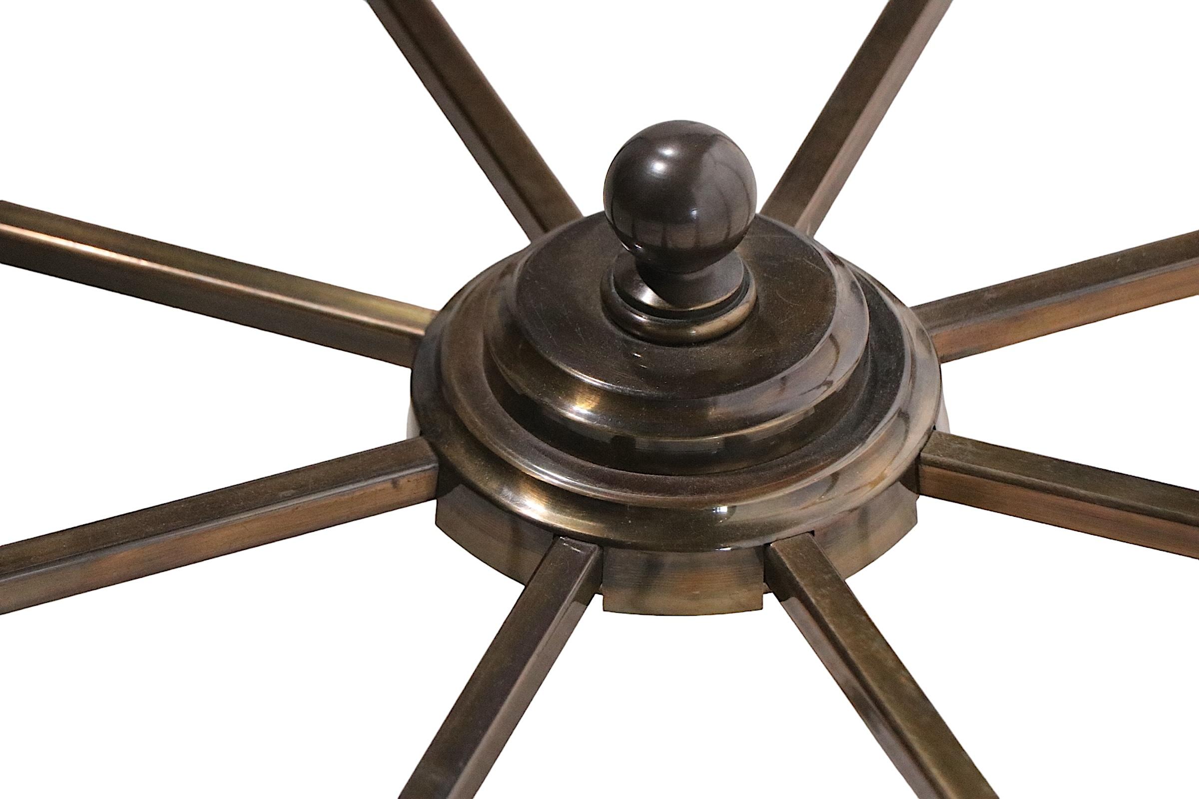 Large Octagonal Glass Top Brass Base Dining Table att. to Mastercrafters c 1970s For Sale 2