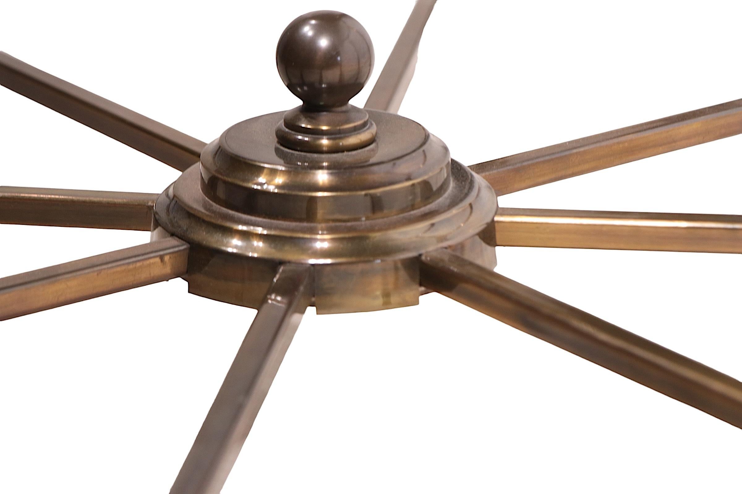 Large Octagonal Glass Top Brass Base Dining Table att. to Mastercrafters c 1970s For Sale 3