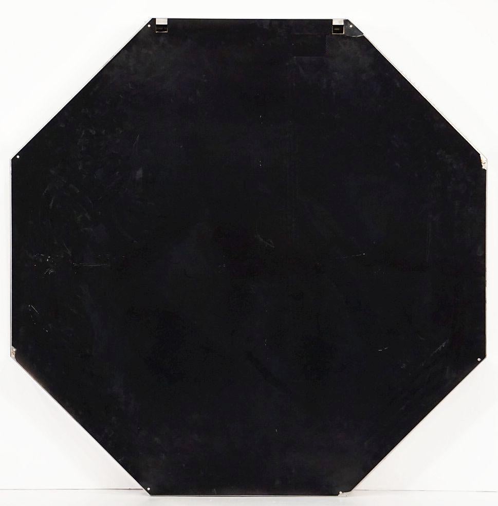 Grand miroir octogonal italien en laiton et chrome de Sandro Petti (Dia 42 3/4) en vente 7