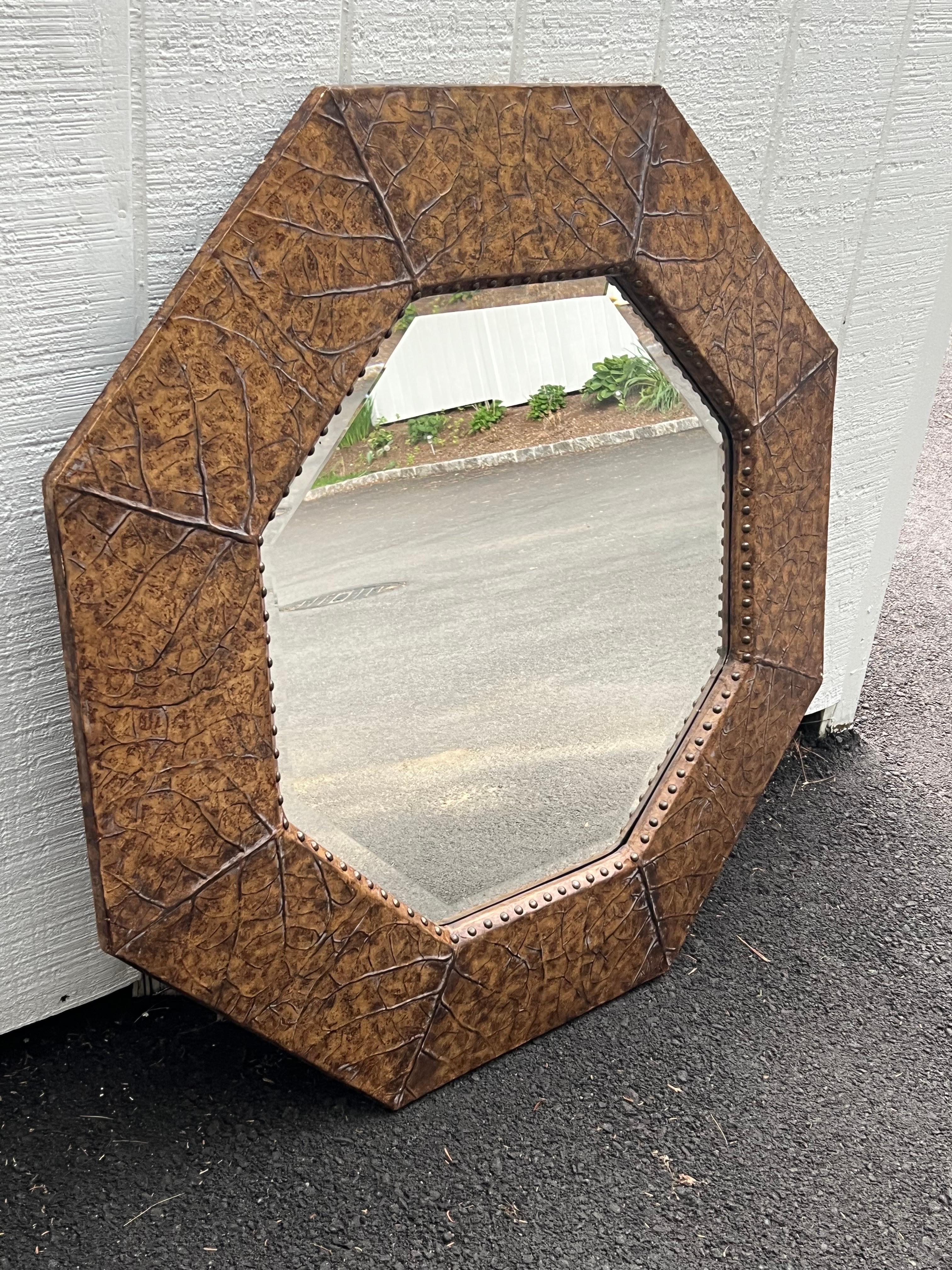 Large Octagonal Leaf Design Mirror For Sale 4