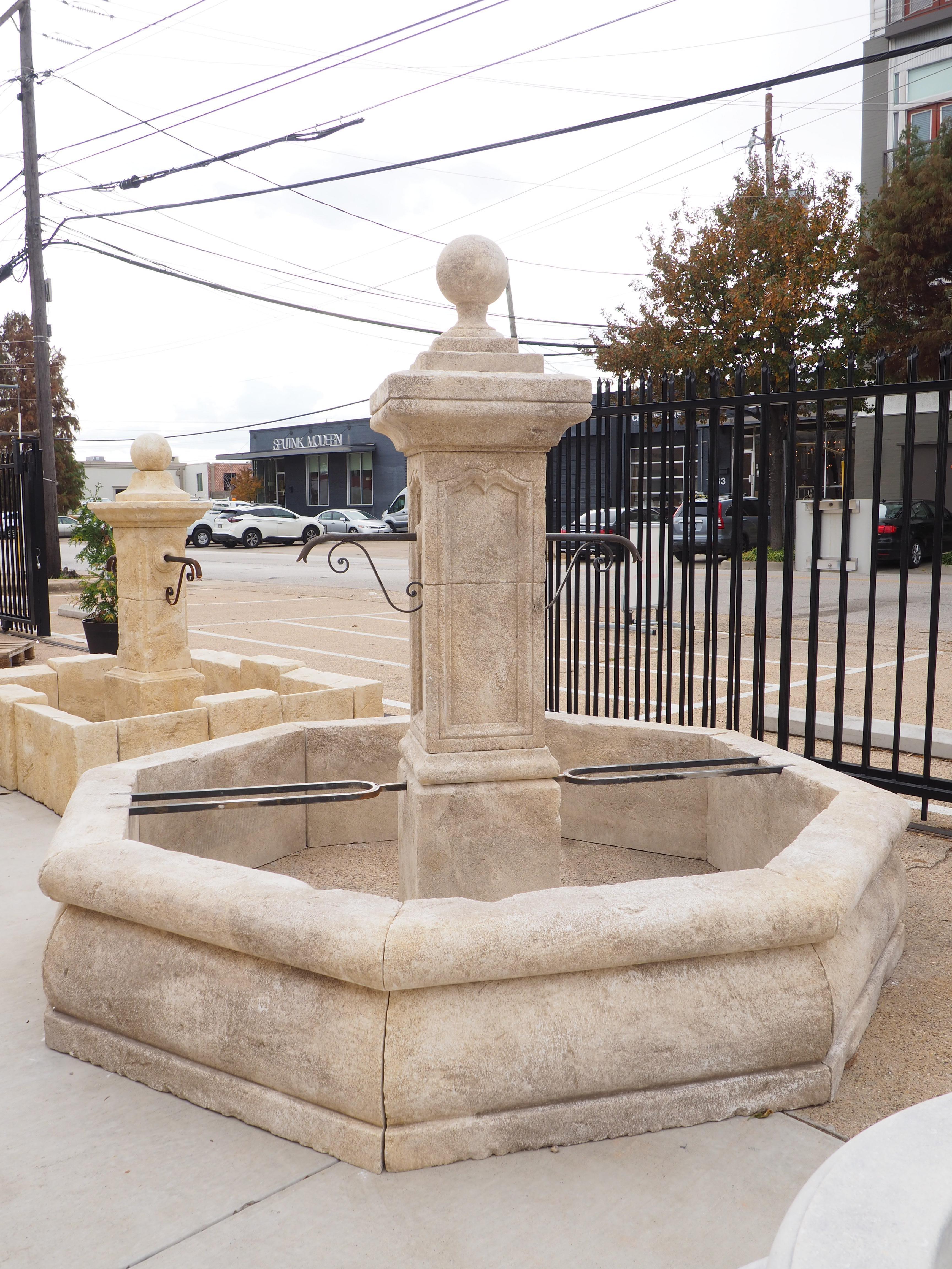 Large Octagonal Limestone Center Fountain from Provence, France 2