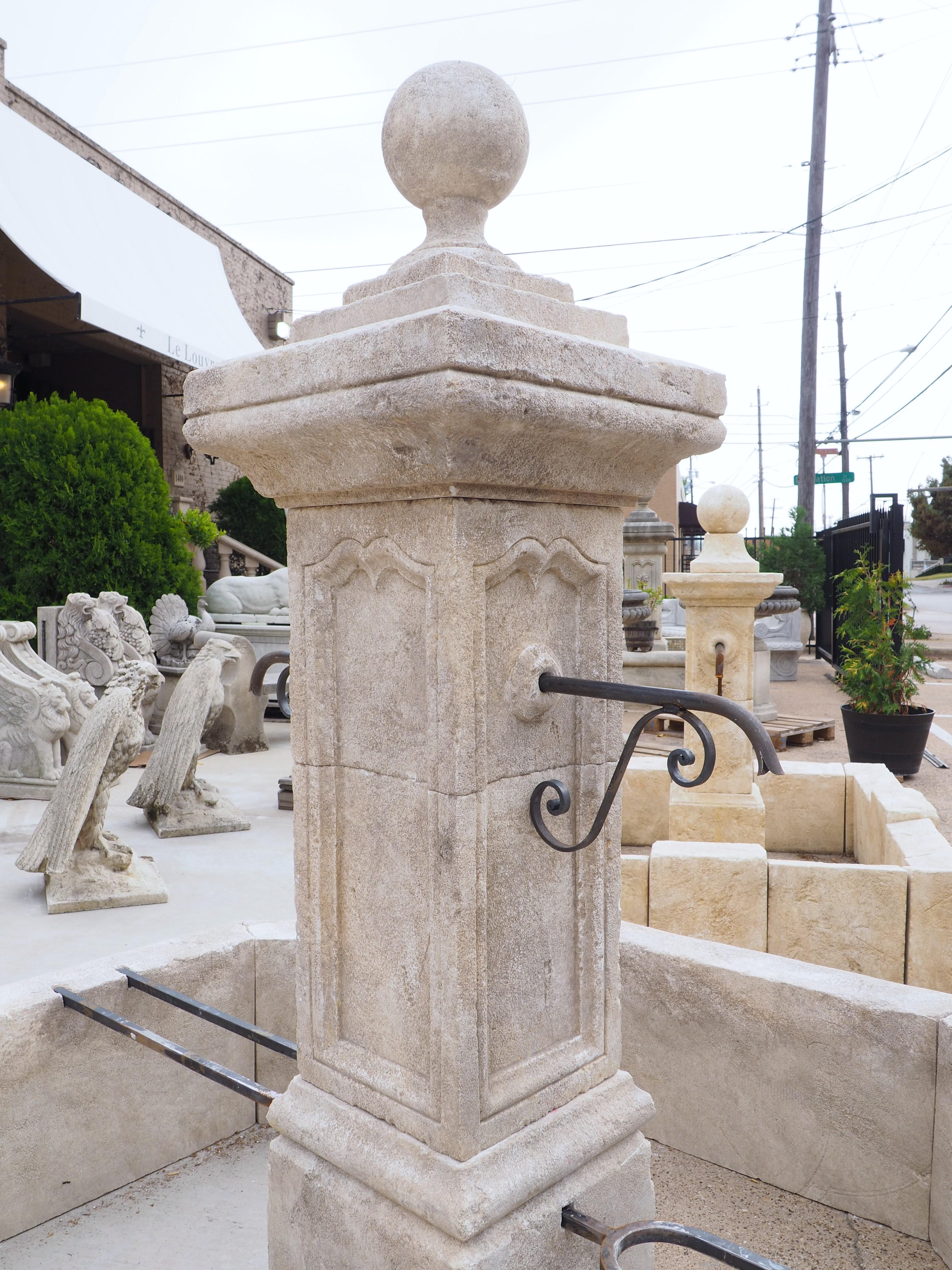 Large Octagonal Limestone Center Fountain from Provence, France 4