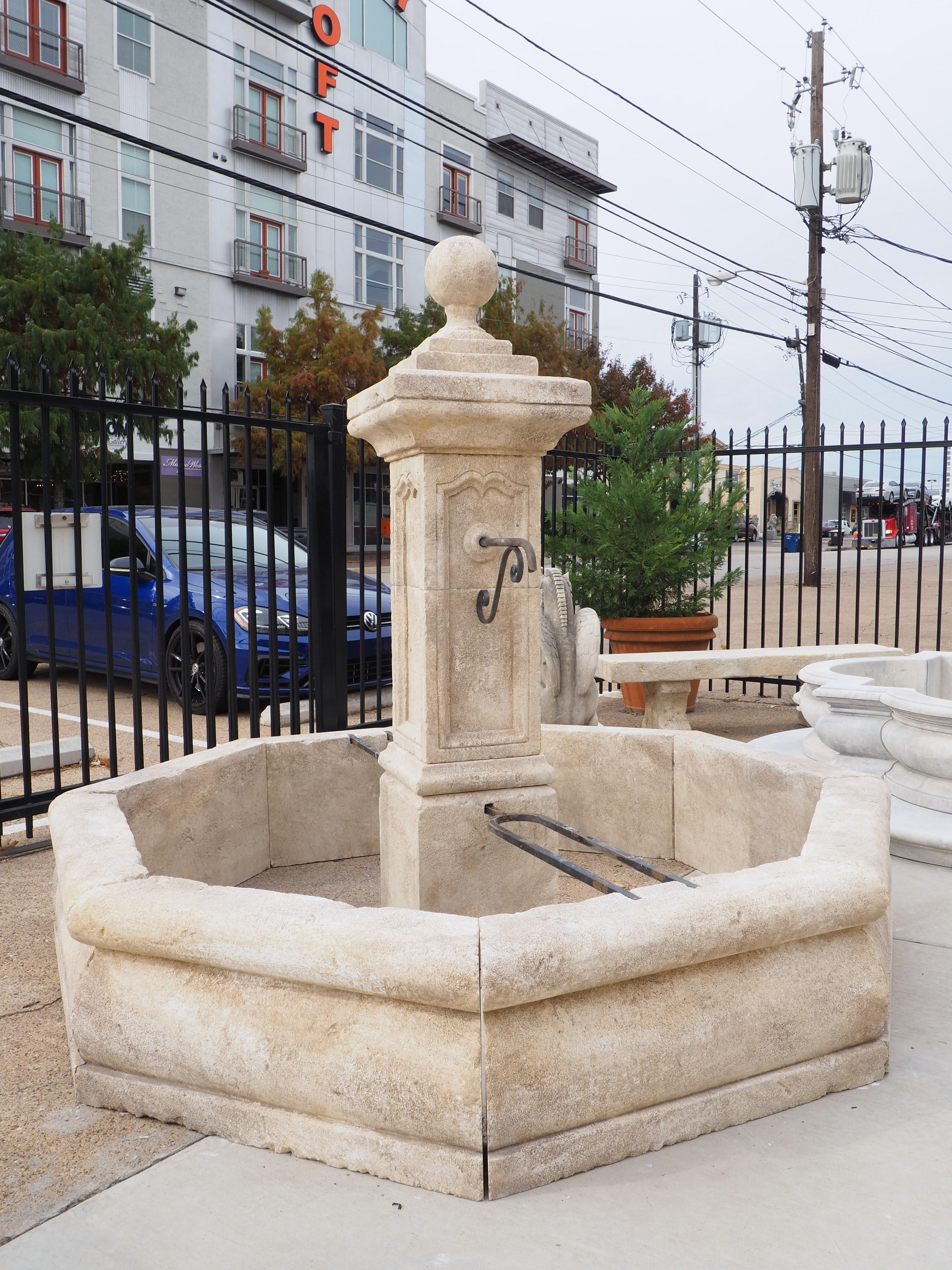 Large Octagonal Limestone Center Fountain from Provence, France 7