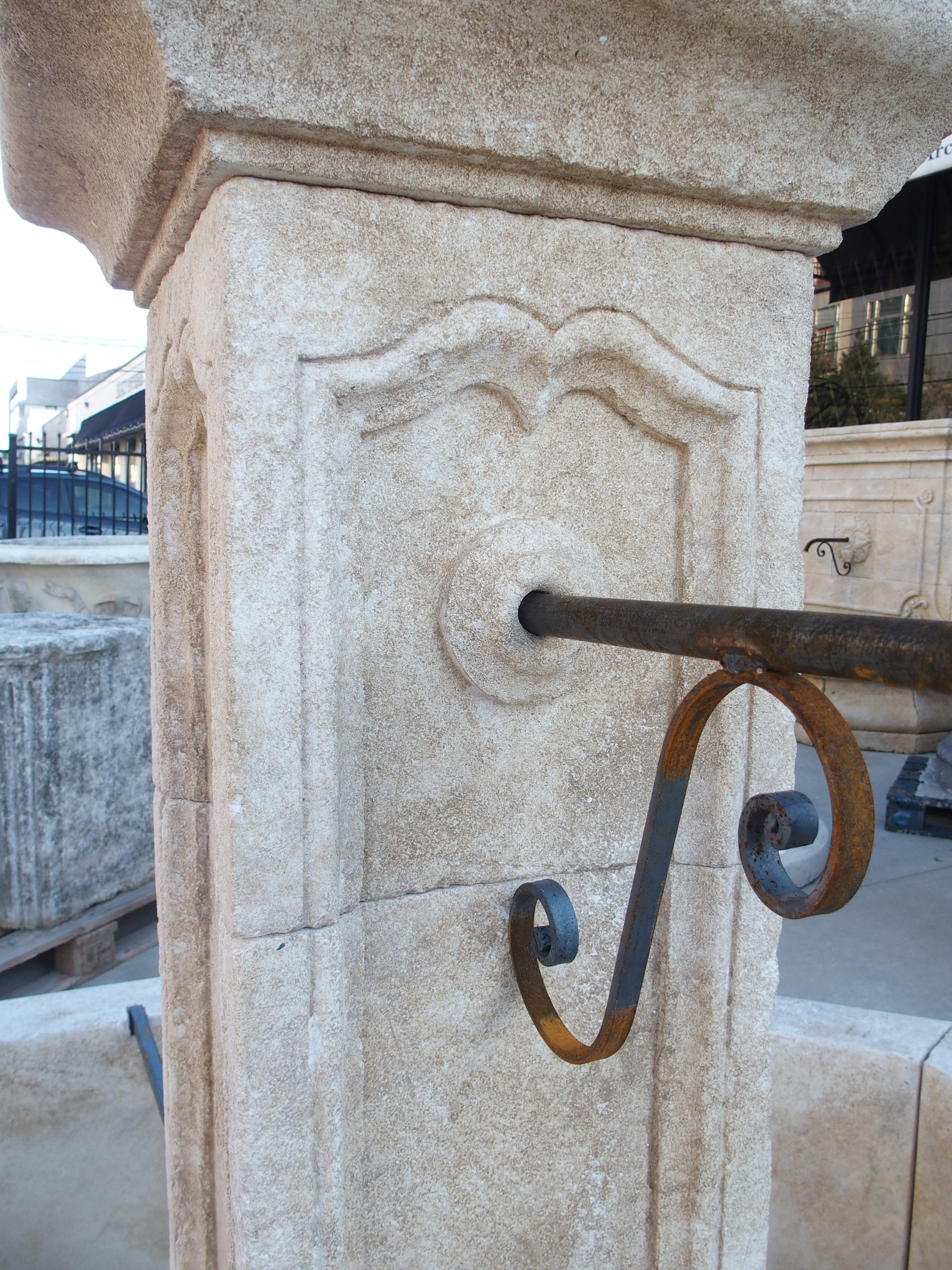 French Large Octagonal Limestone Center Fountain from Provence, France