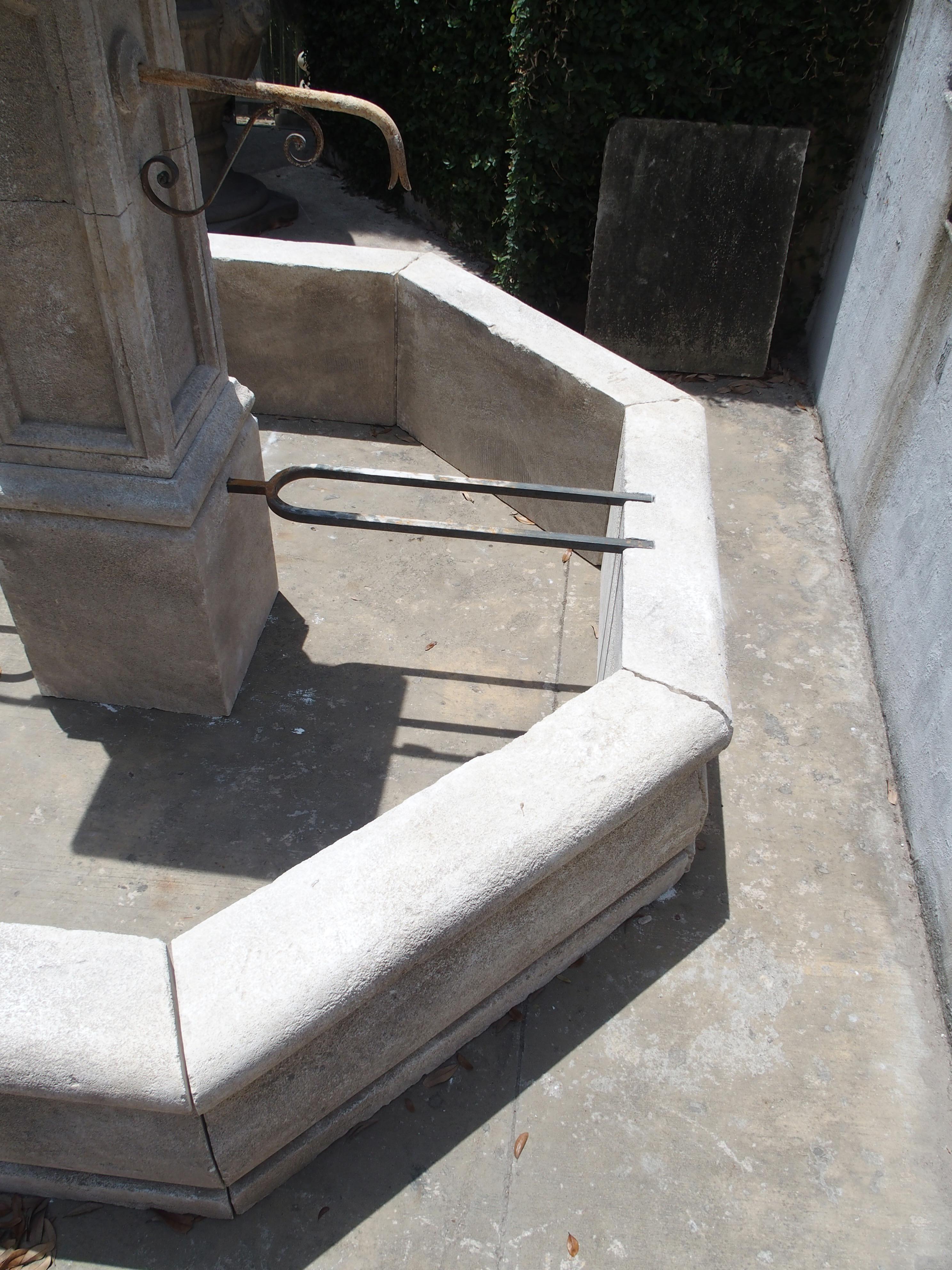 Contemporary Large Octagonal Limestone Center Fountain from Provence, France