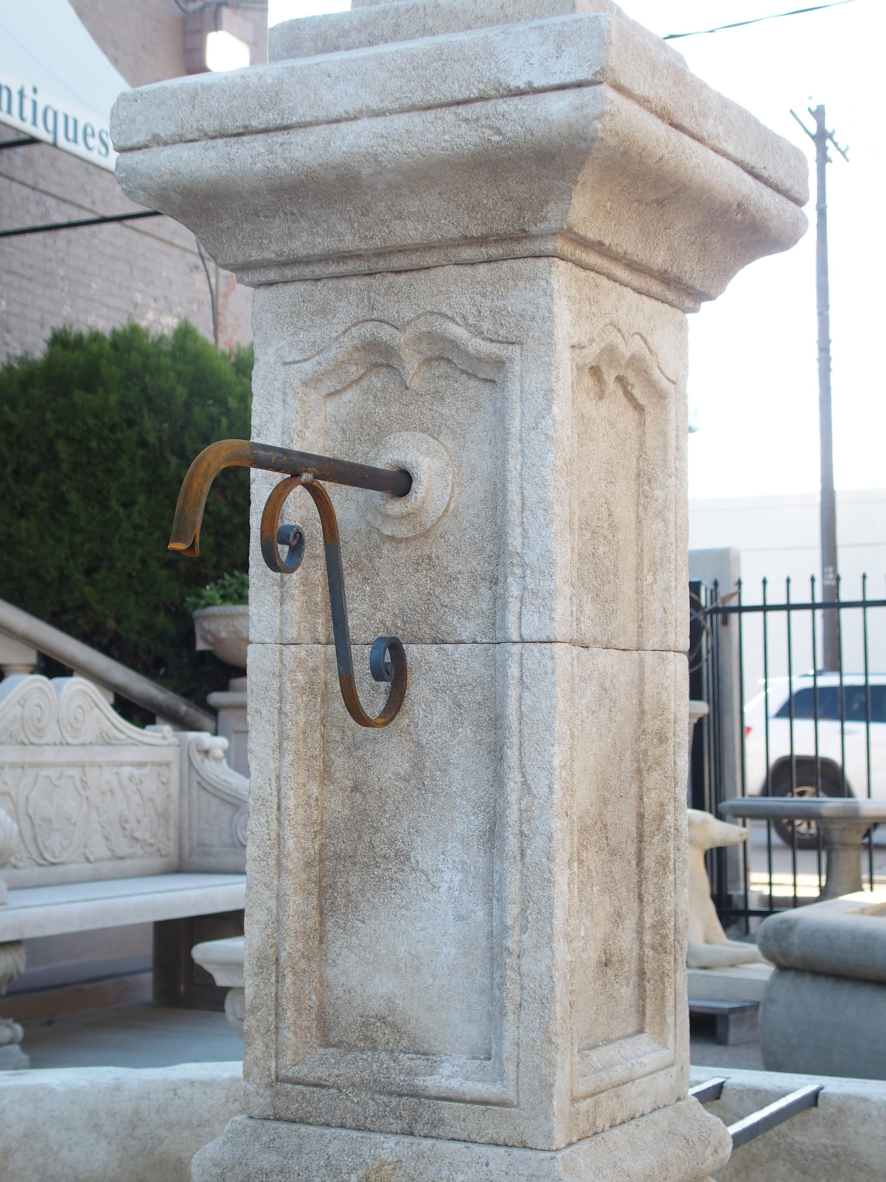 Contemporary Large Octagonal Limestone Center Fountain from Provence, France