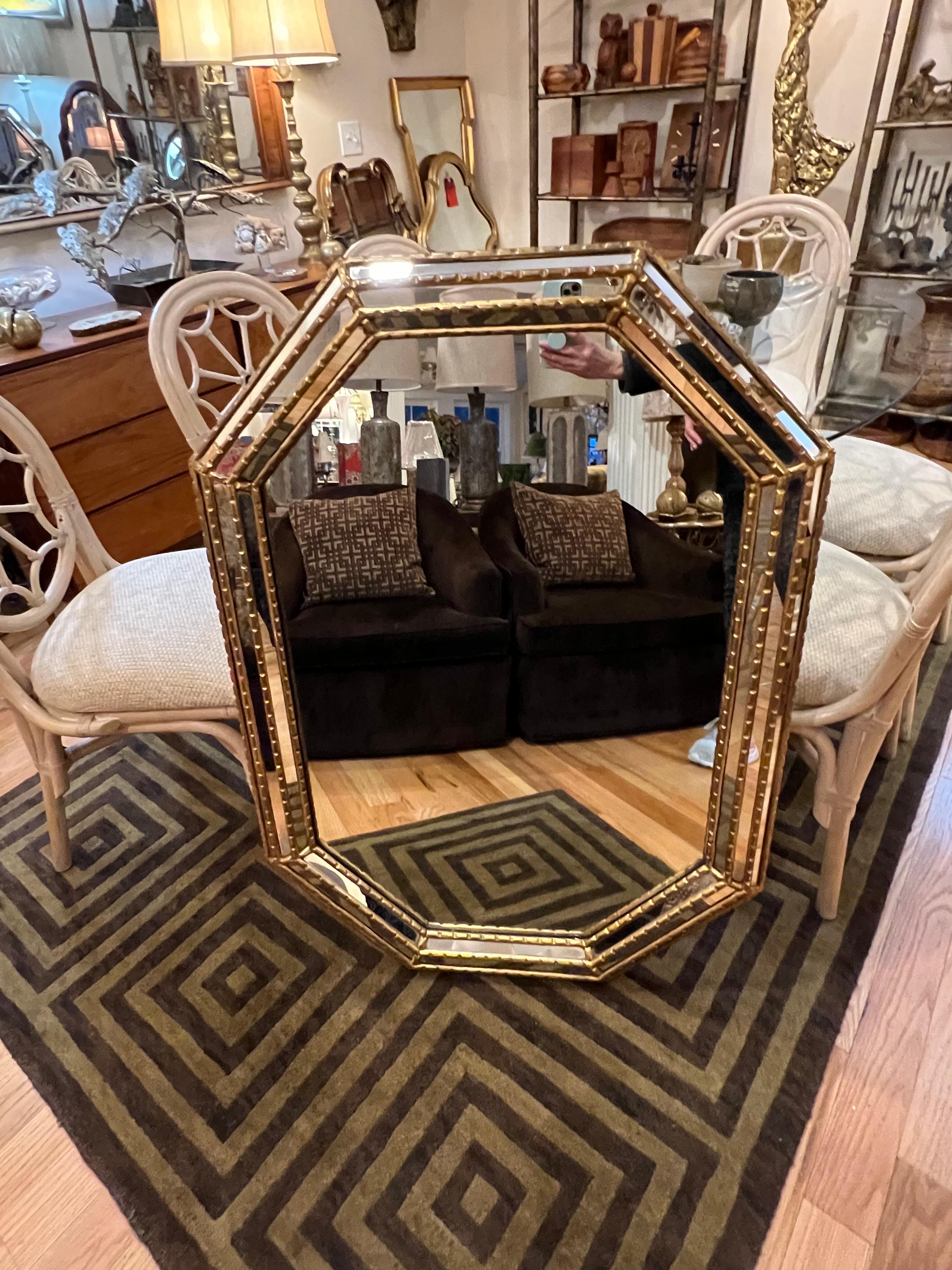 Large Octagonal Mirror Attributed to Labarge 8