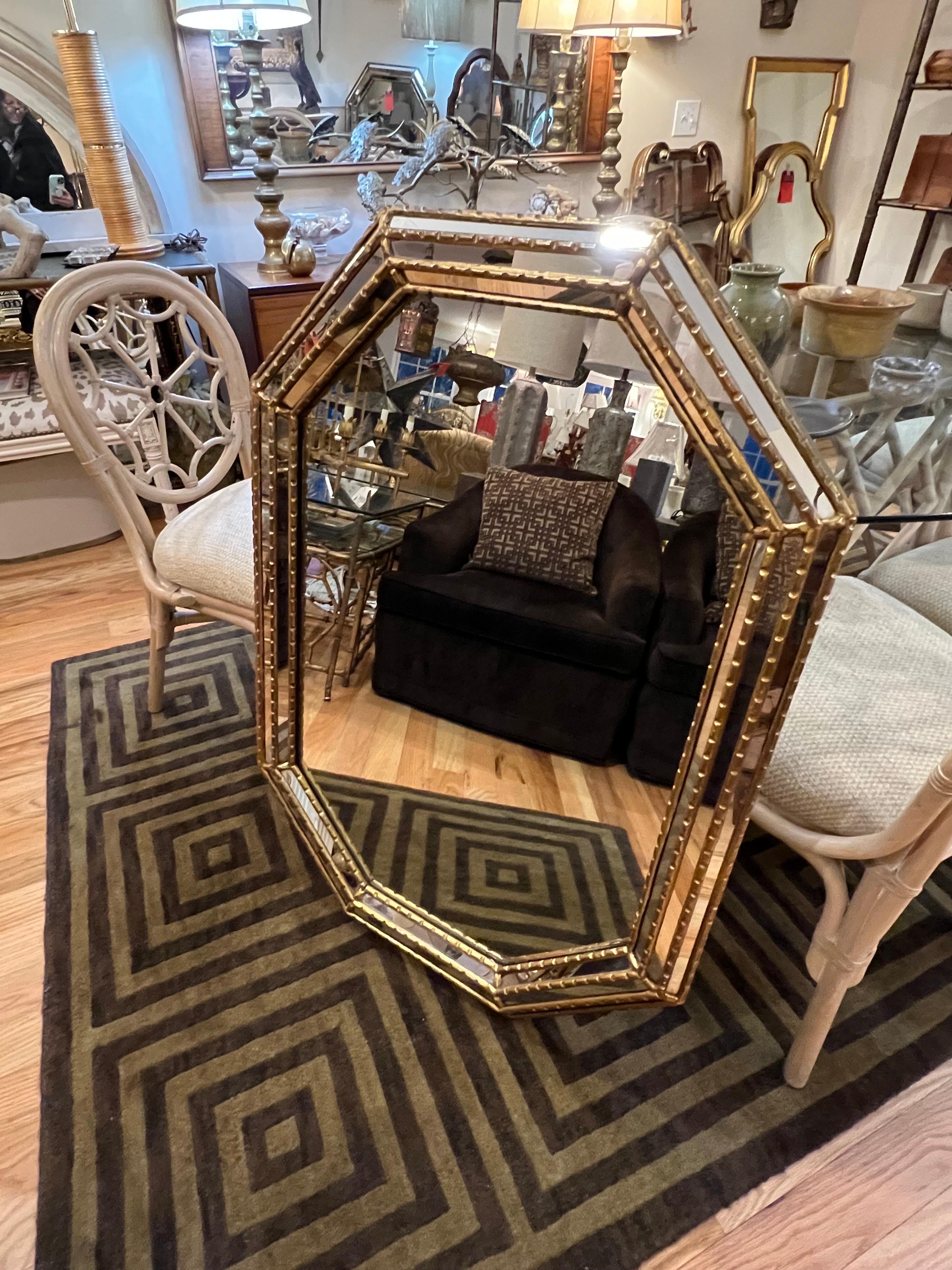 Large Octagonal Mirror Attributed to Labarge 9
