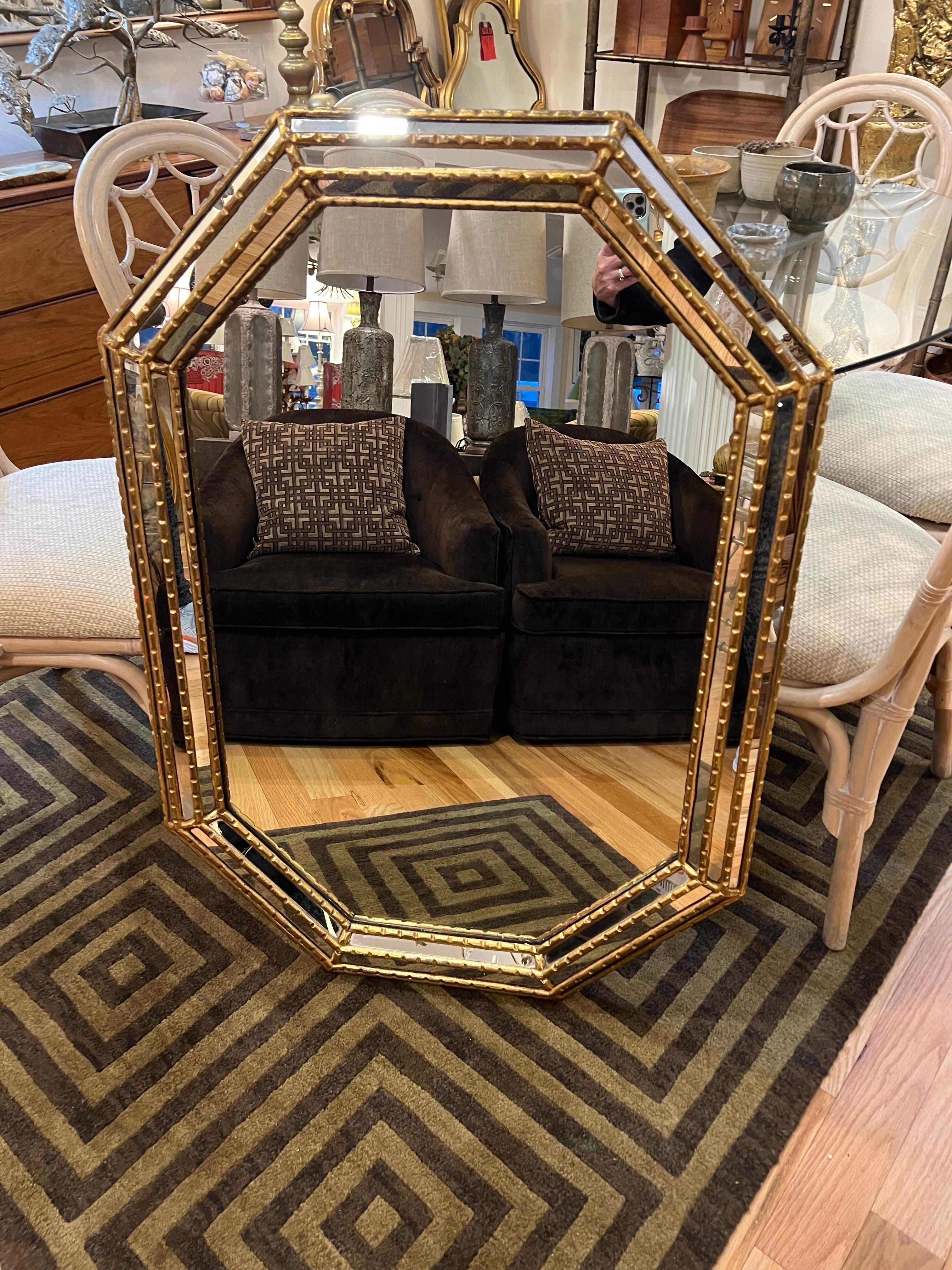 Hollywood Regency Large Octagonal Mirror Attributed to Labarge