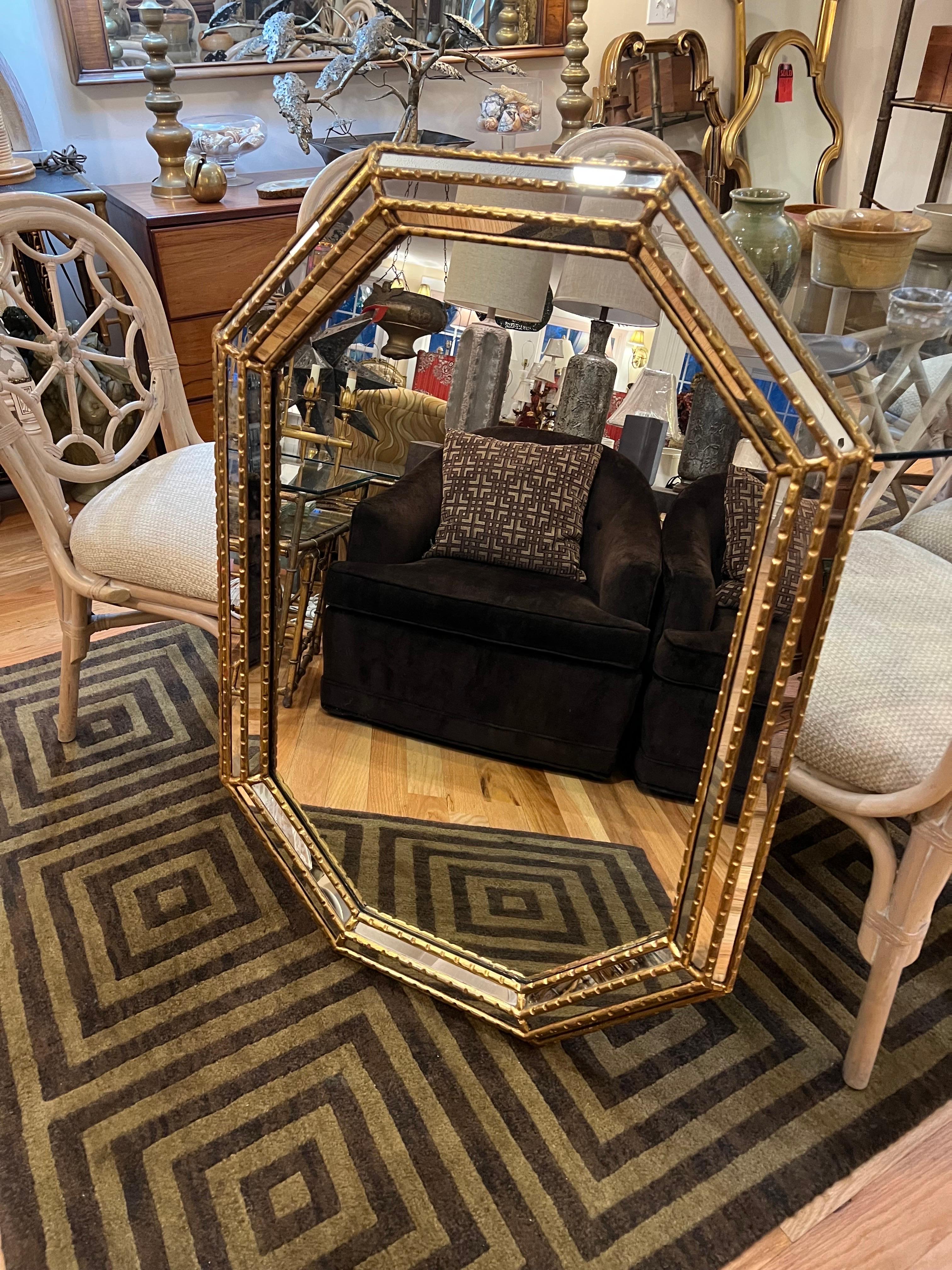 American Large Octagonal Mirror Attributed to Labarge