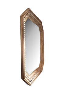 Large octagonal cerused-oak mirror