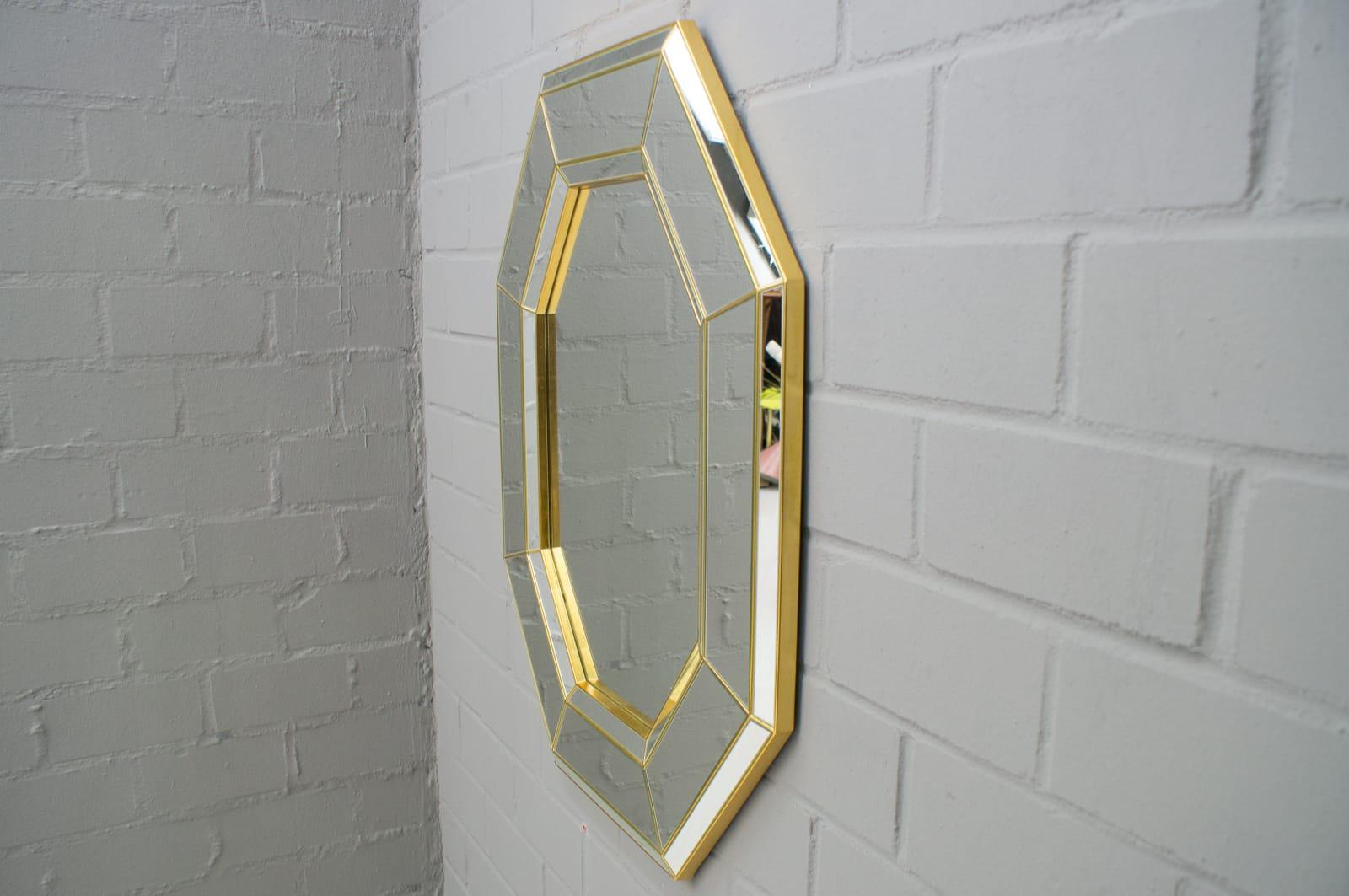 Belgian Large Octagonal Wall Mirror in Gold, Belgium, 1990s For Sale