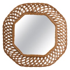 Large Octagonal Wicker Mirror