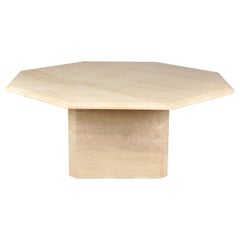 Large Octogonal Travertine Coffee Table from Italy, 1980s