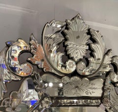 Grand miroir vénitien octogonal, Murano - Italie 1940.