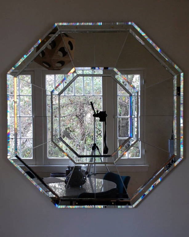 Large 'Octogone' Faceted Mirror by Design Frères For Sale 1