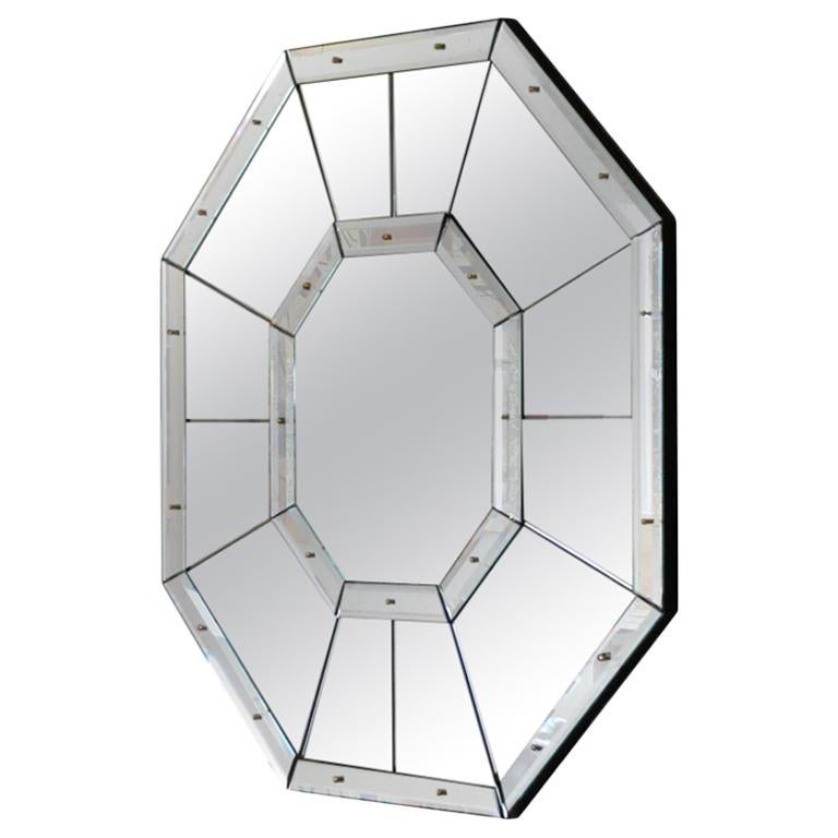 Large 'Octogone' Faceted Mirror by Design Frères For Sale