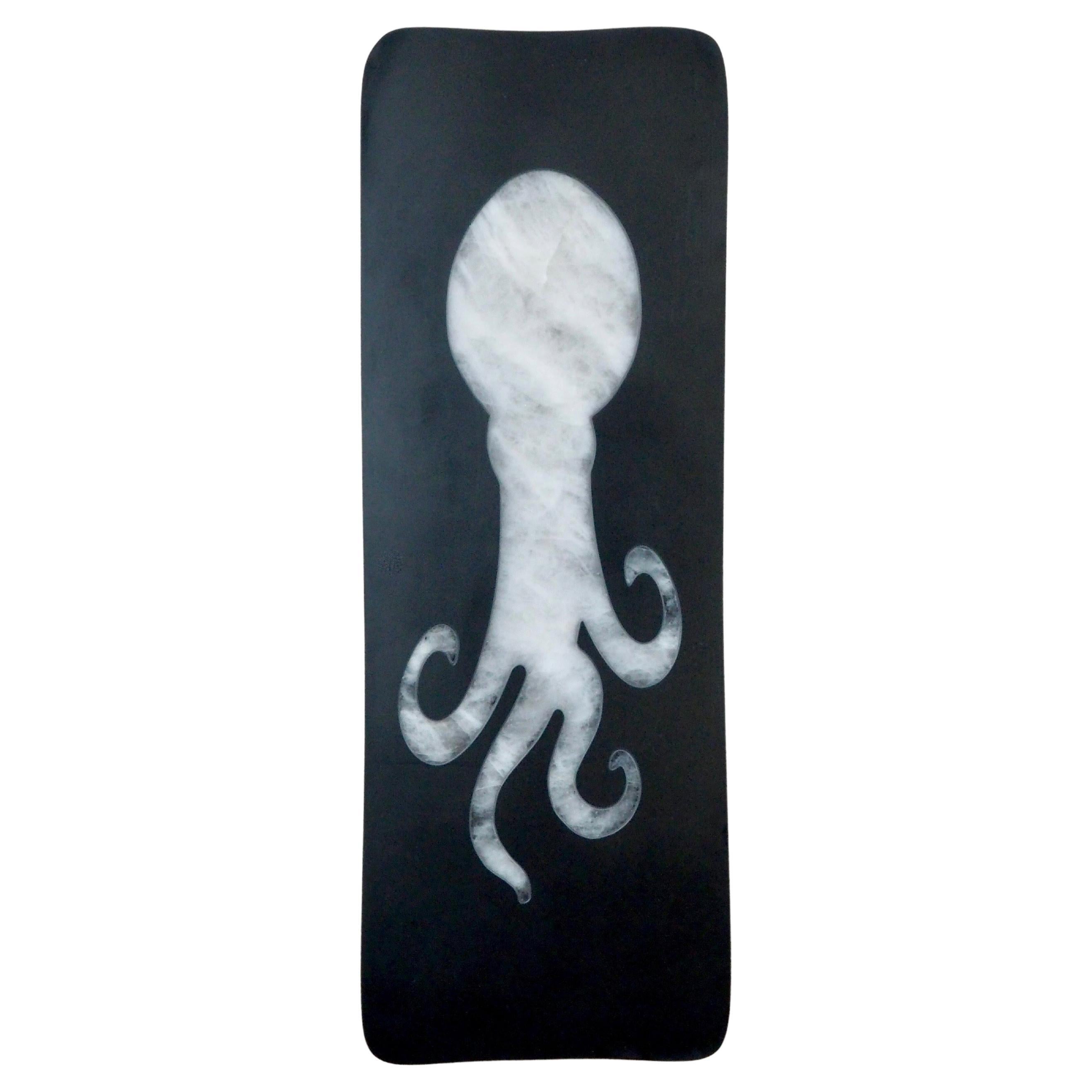 Grande applique "Octopus" en cristal de roche et ardoise polie
