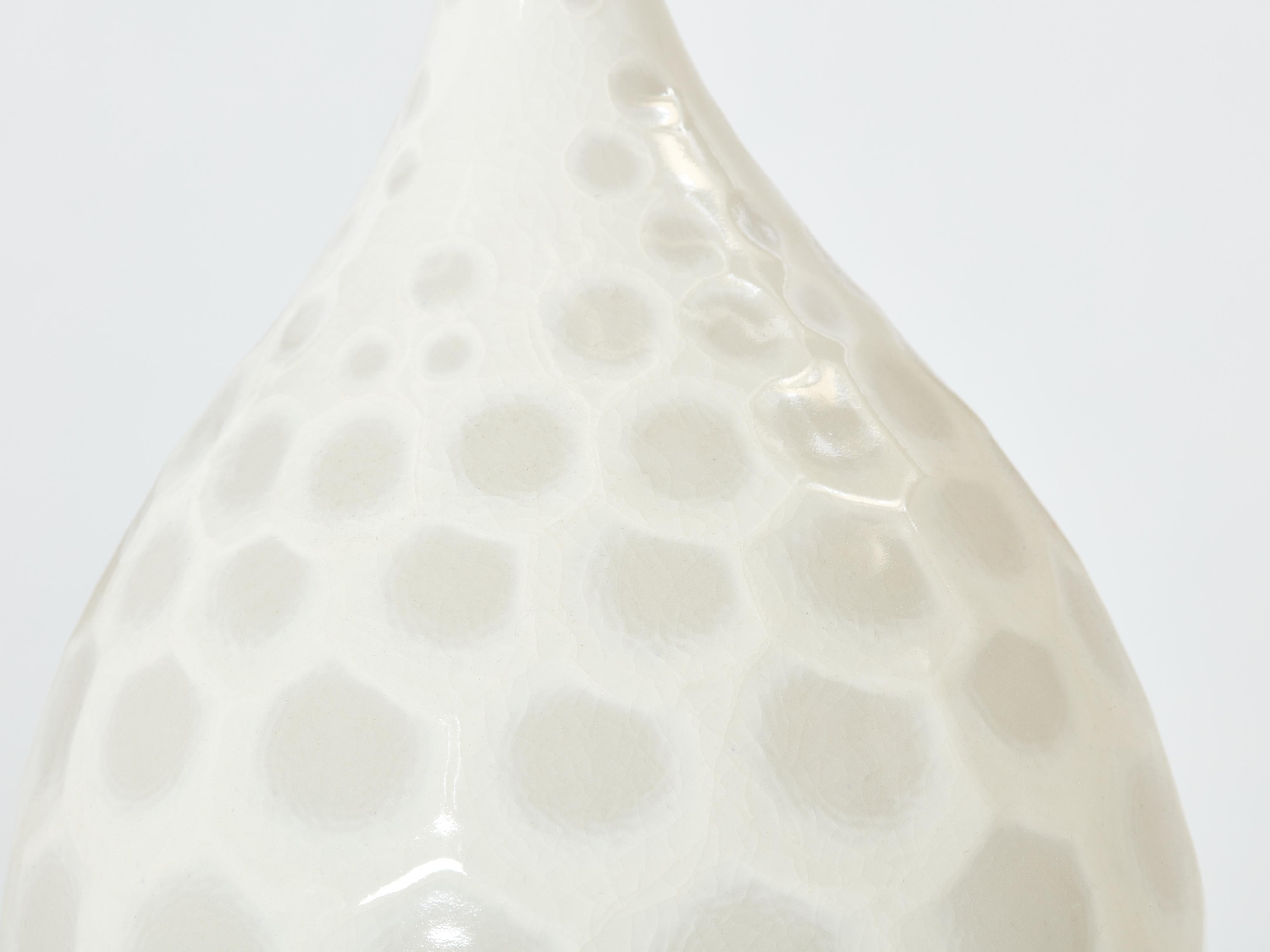 Large off white crackle glaze ceramic vase by Habitat 1980s In Good Condition For Sale In Paris, IDF