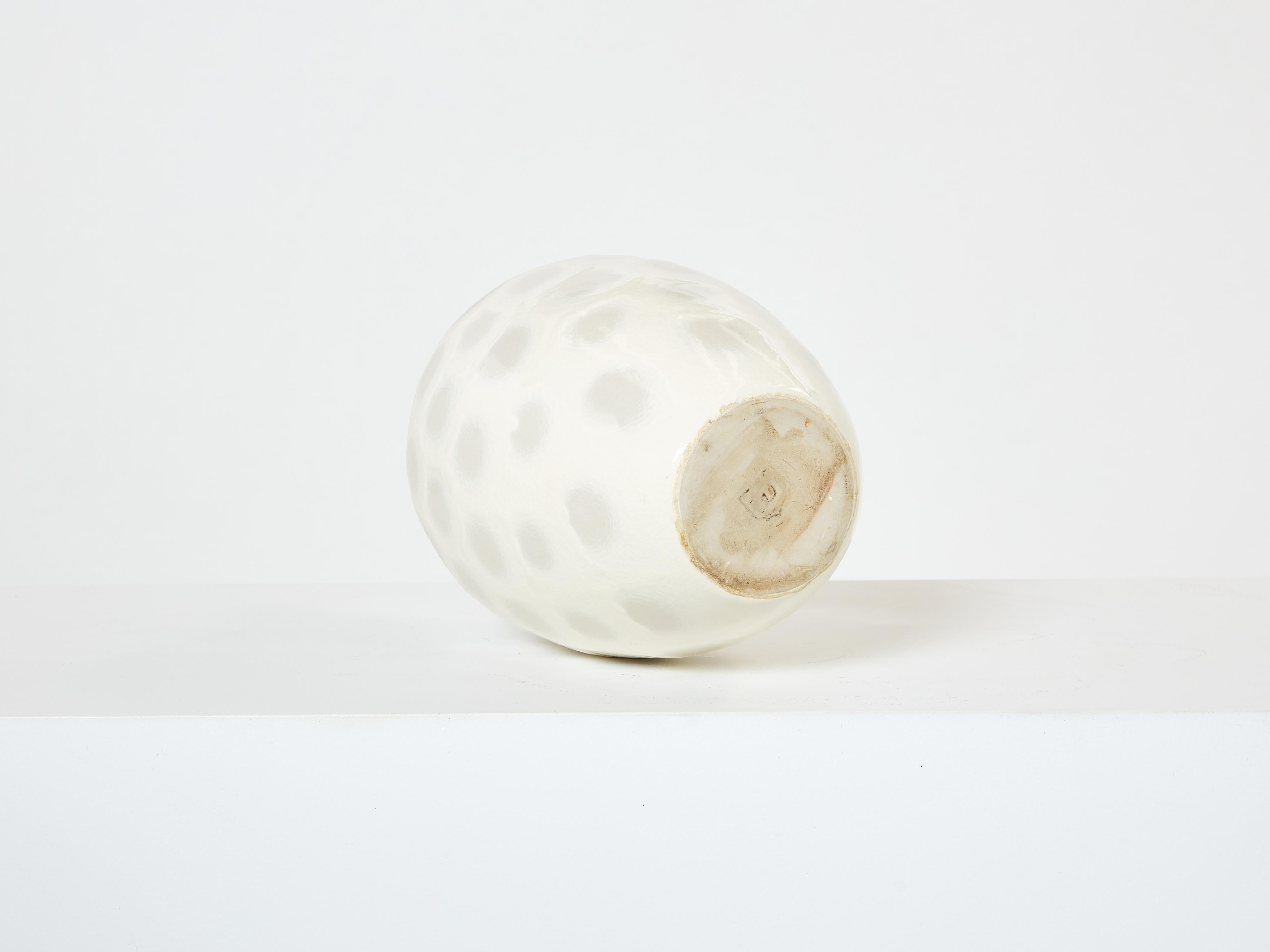 Large off white crackle glaze ceramic vase by Habitat 1980s For Sale 1