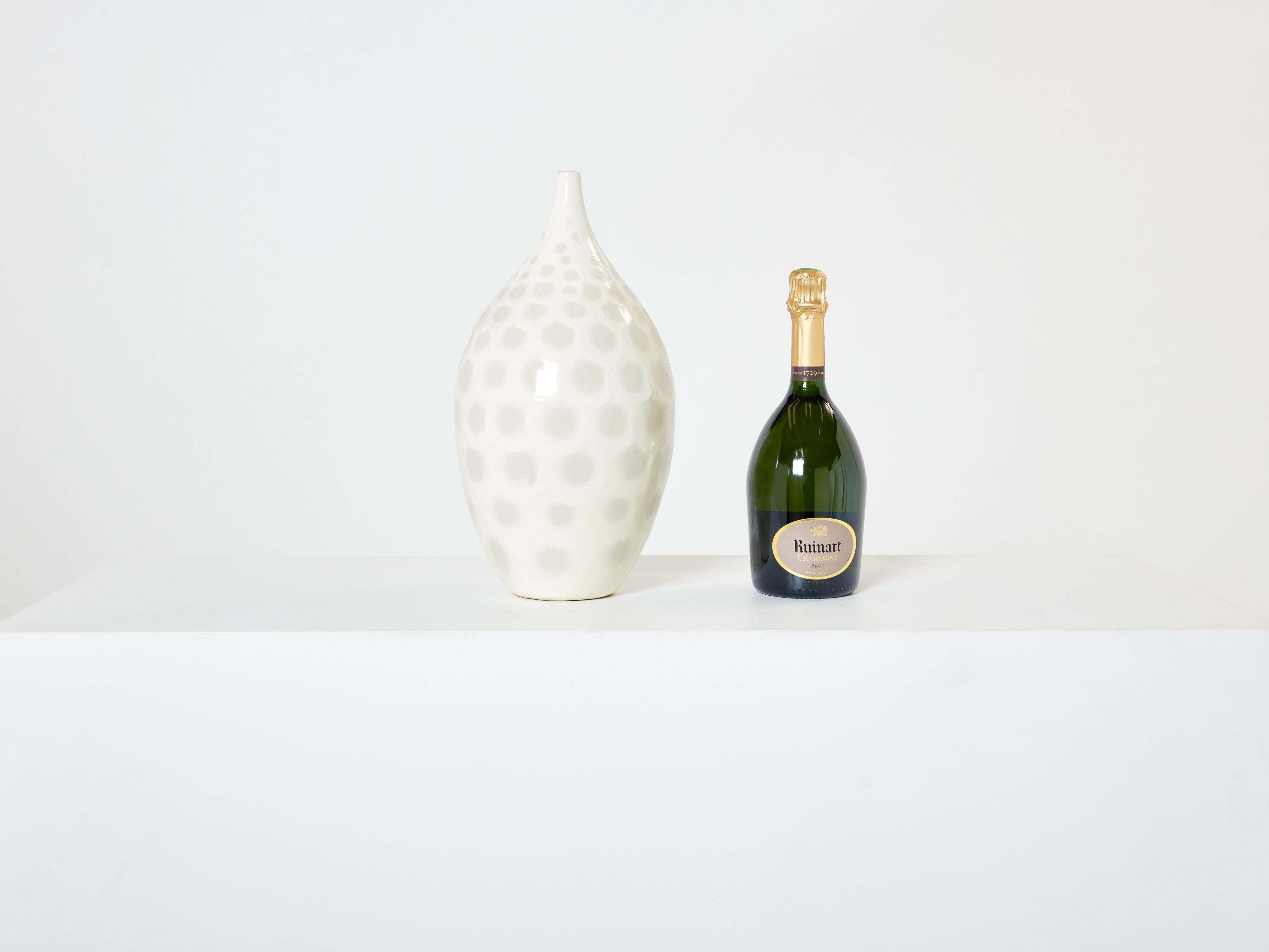 Large off white crackle glaze ceramic vase by Habitat 1980s For Sale 2