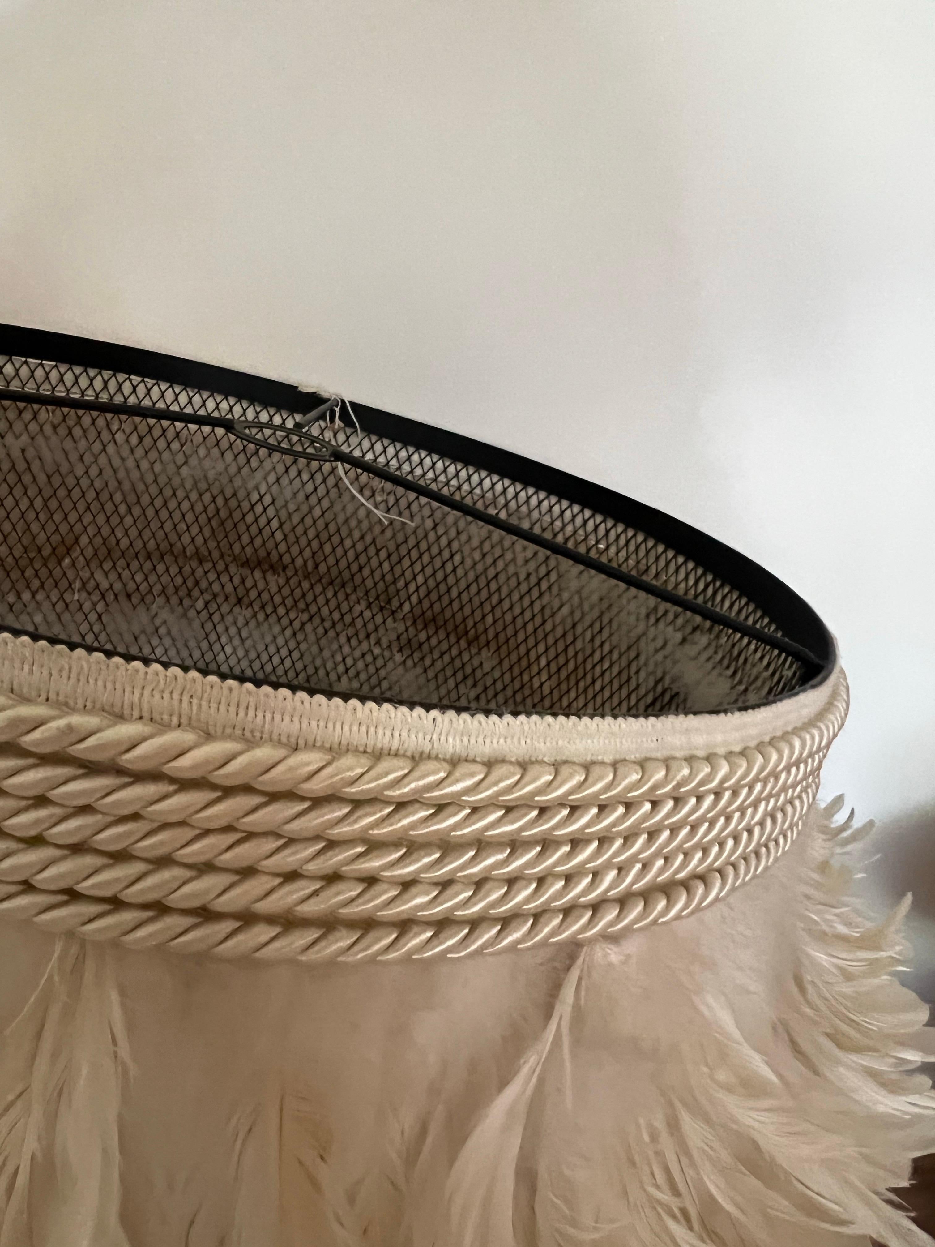 Organic Modern Large Off-White Goose Feather lampshade/Pendant Shade For Sale
