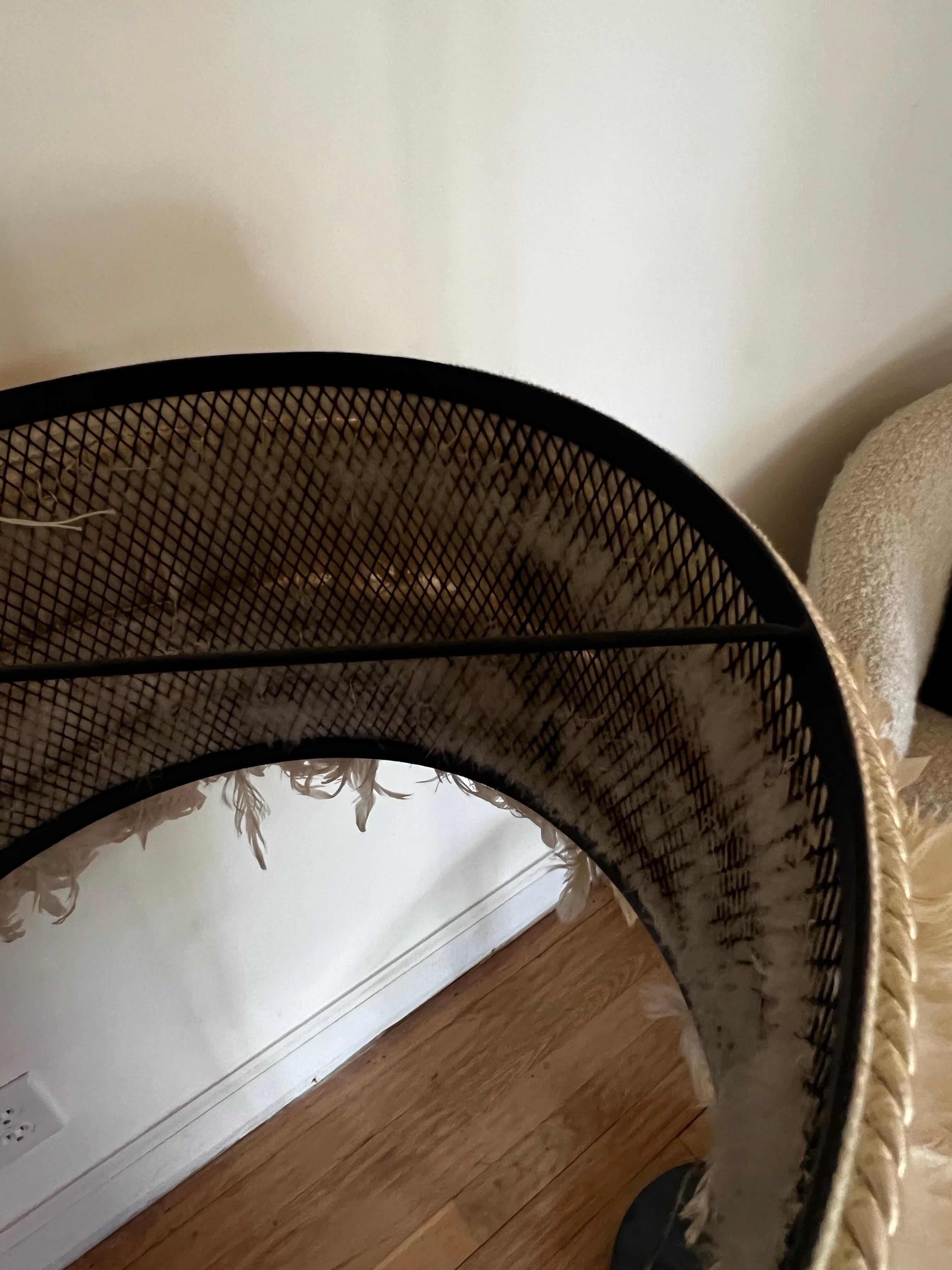 Hand-Crafted Large Off-White Goose Feather lampshade/Pendant Shade For Sale