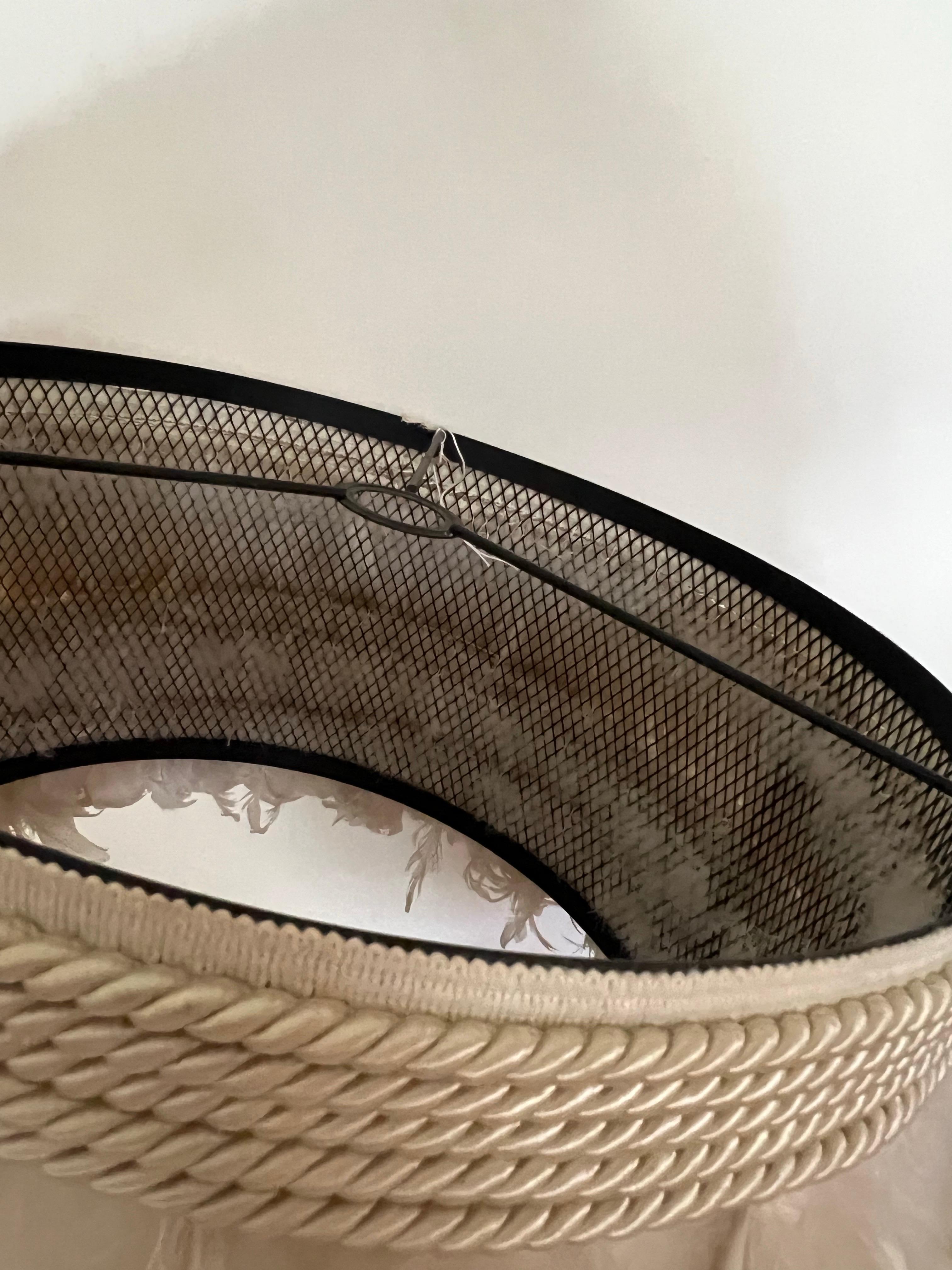 Large Off-White Goose Feather lampshade/Pendant Shade In Good Condition For Sale In Los Angeles, CA