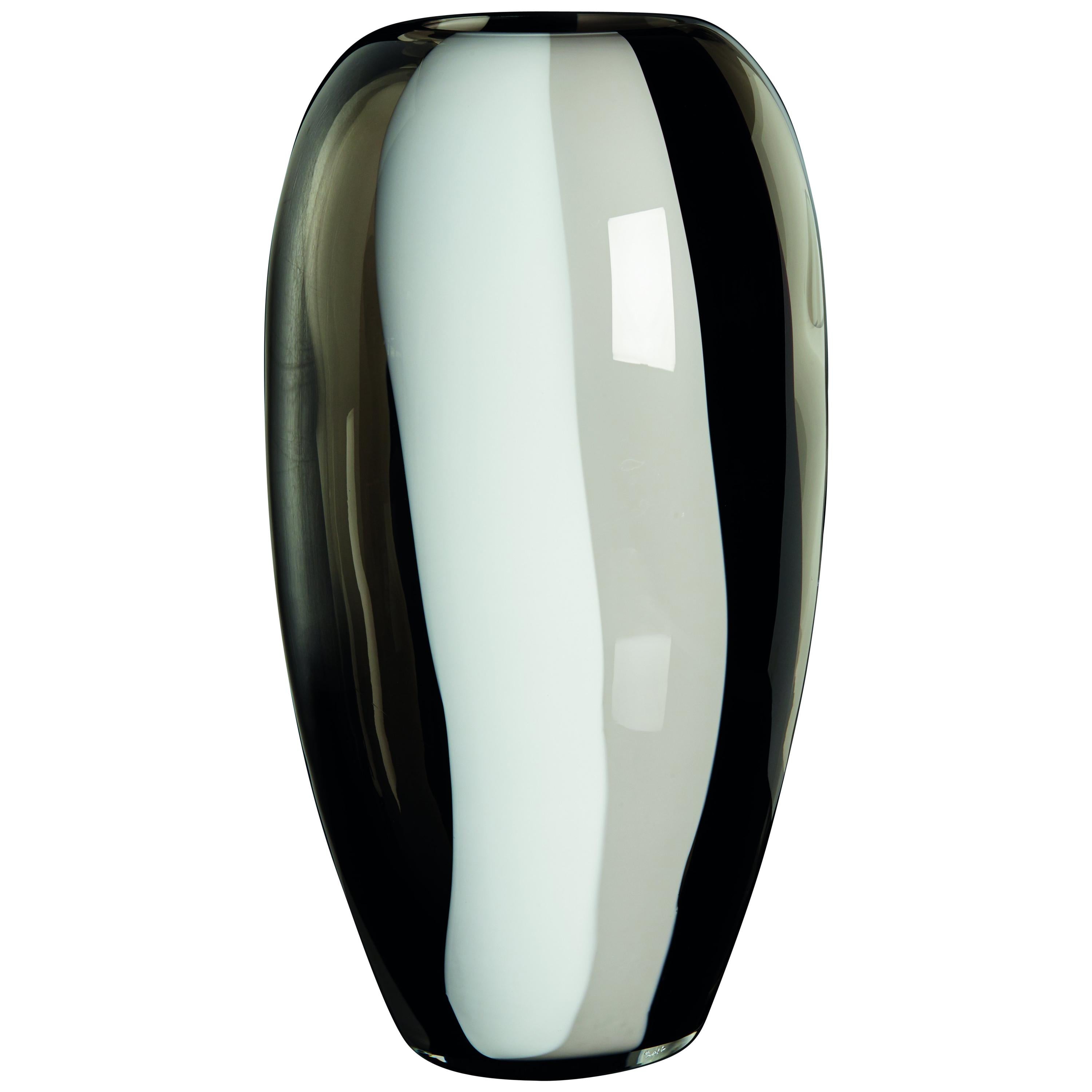 Large Ogiva Vase in White, Grey and Black by Carlo Moretti