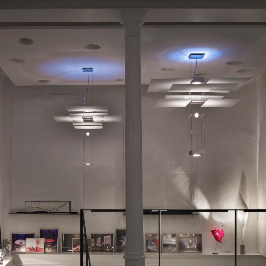 Lacquered Large 'Oh Mei Ma Kabir Weiss' Chandelier in Aluminum for Ingo Maurer For Sale