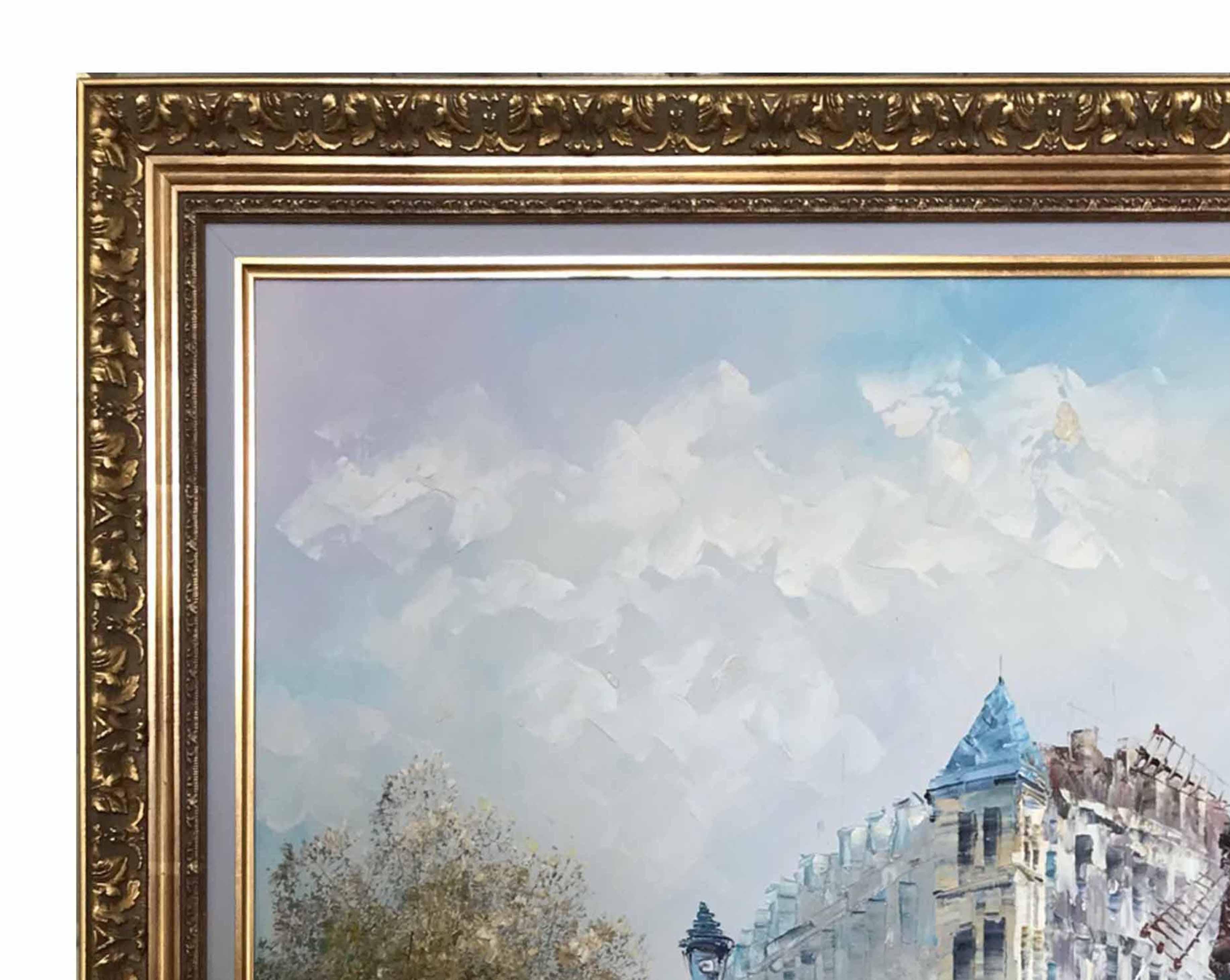 Großes Ölgemälde – Caroline Burnett „Animation vor dem Moulin Rouge – Paris“ (Französisch) im Angebot