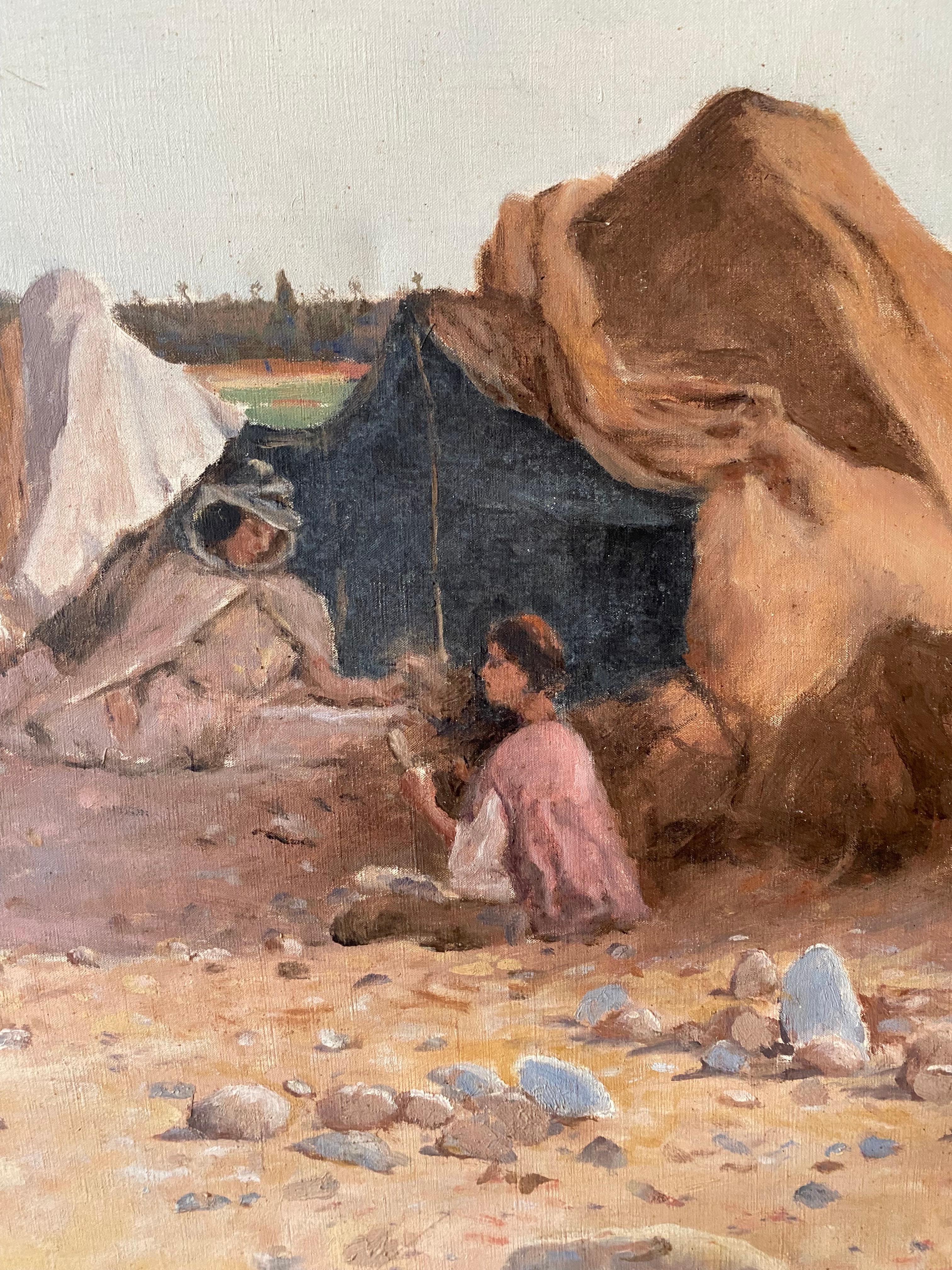 Français Grande huile sur Canva par Théodore Nasse en vente