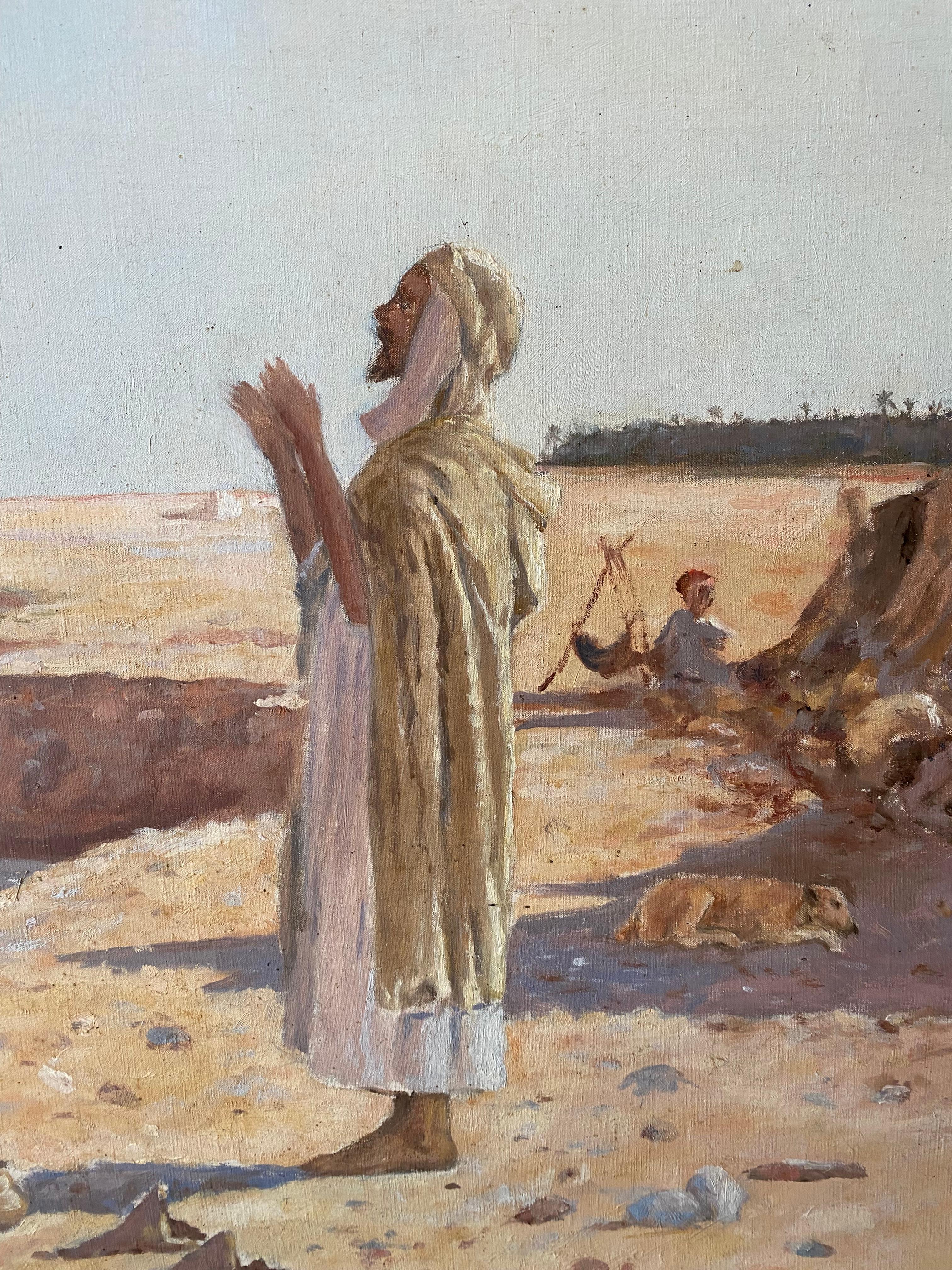 Huilé Grande huile sur Canva par Théodore Nasse en vente