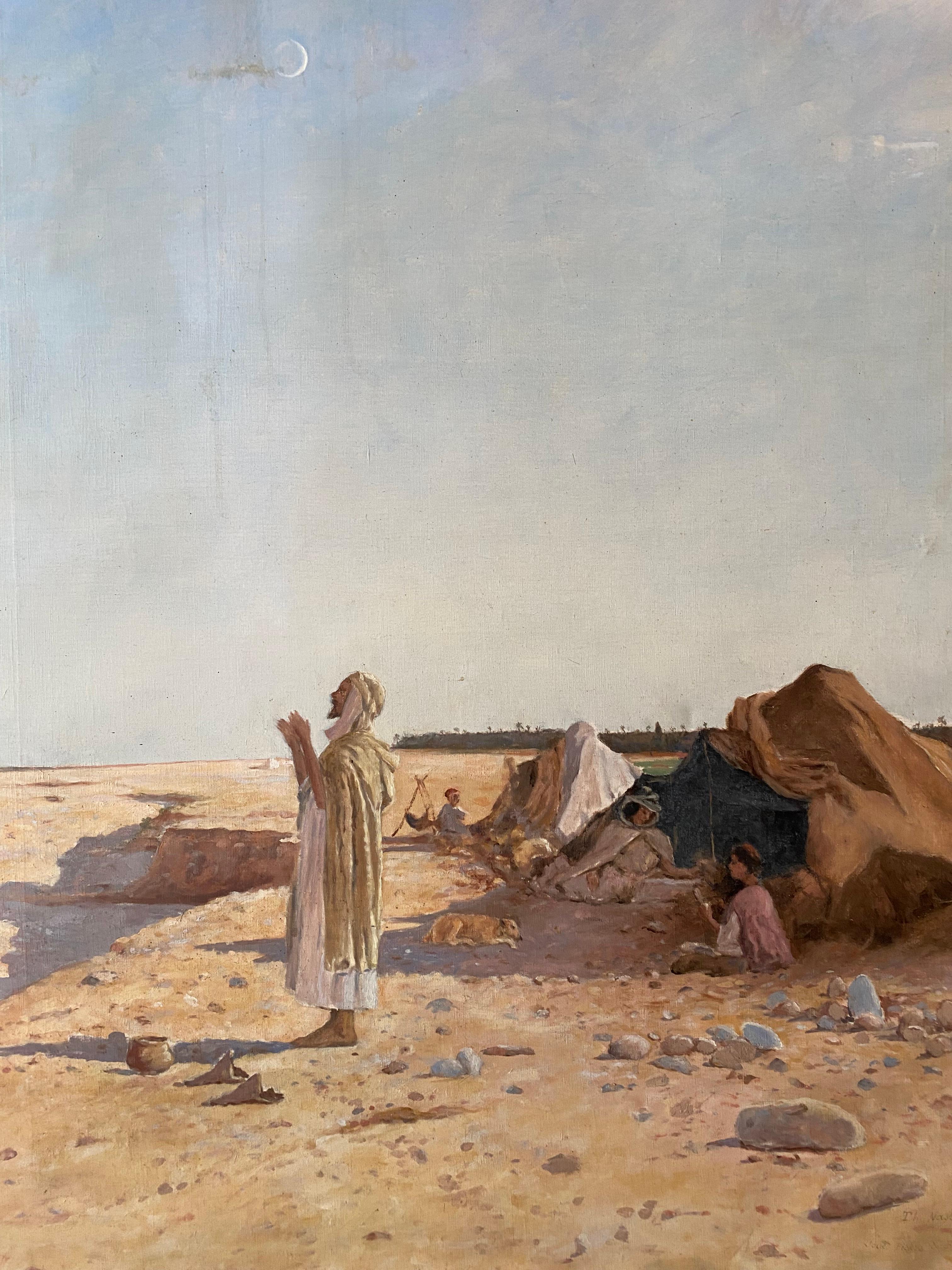 Toile Grande huile sur Canva par Théodore Nasse en vente