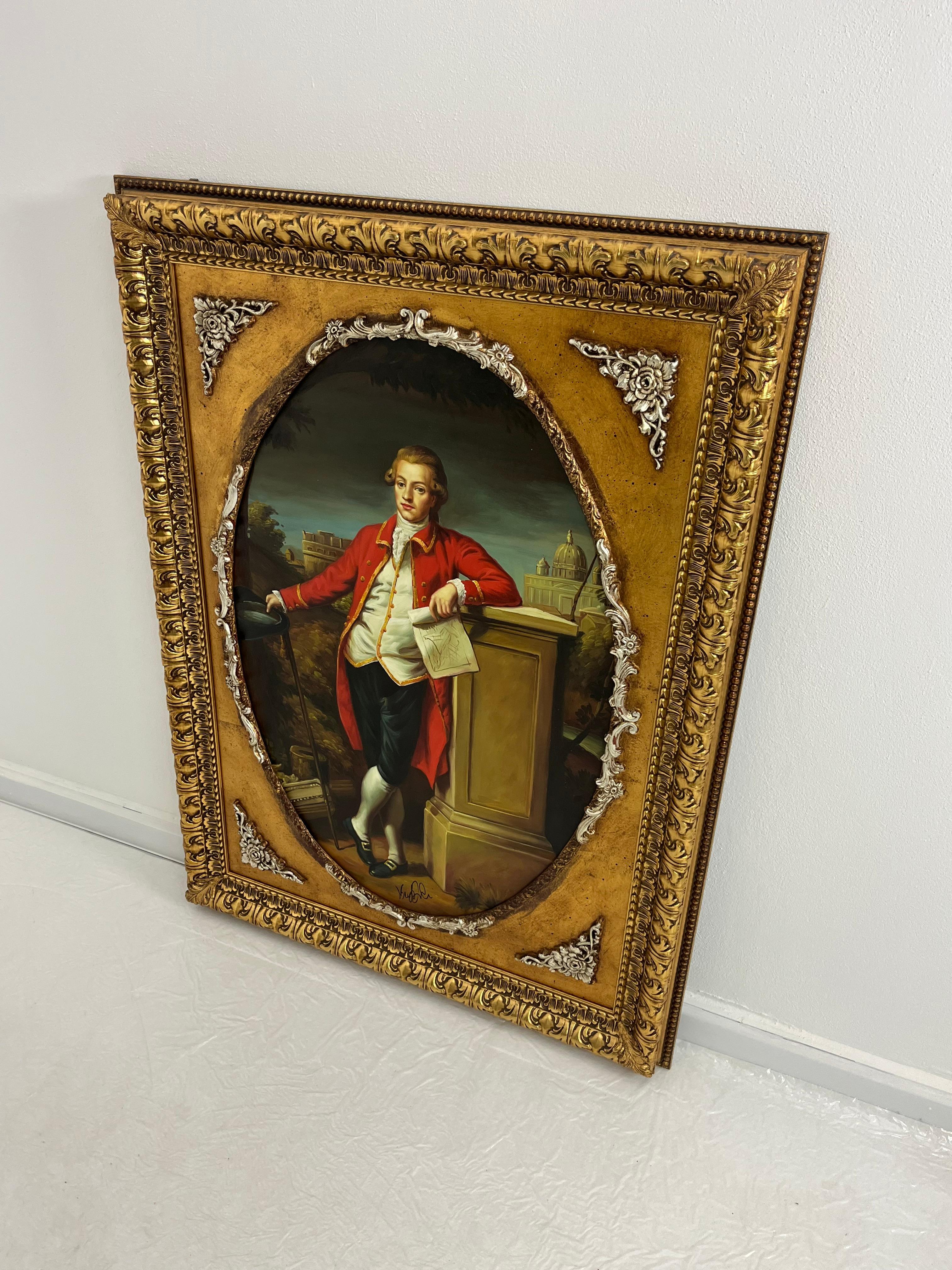 Großes Öl auf Leinwand, 88 cm x 119 cm, Rahmen aus vergoldetem Buchenholz, 1970er Jahre im Zustand „Gut“ im Angebot in Palermo, IT