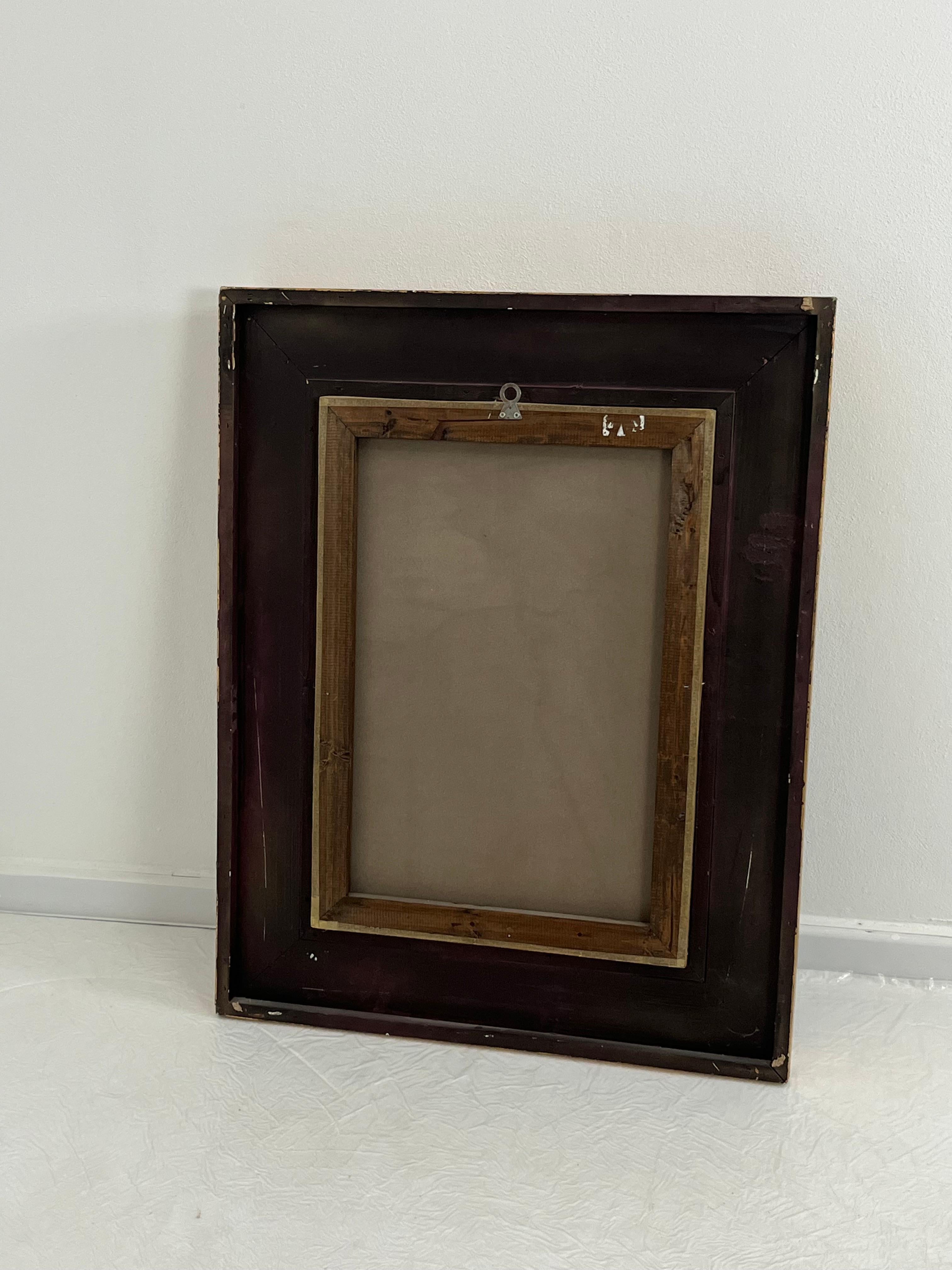 Grande huile sur toile, 77 x 97 cm, cadre en bois de hêtre doré, 1970 en vente 2