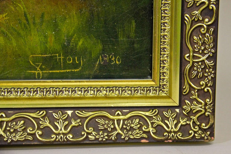 Large Oil On Canvas "Best Friends", Signed G. Hoy, 1930 For Sale at 1stDibs