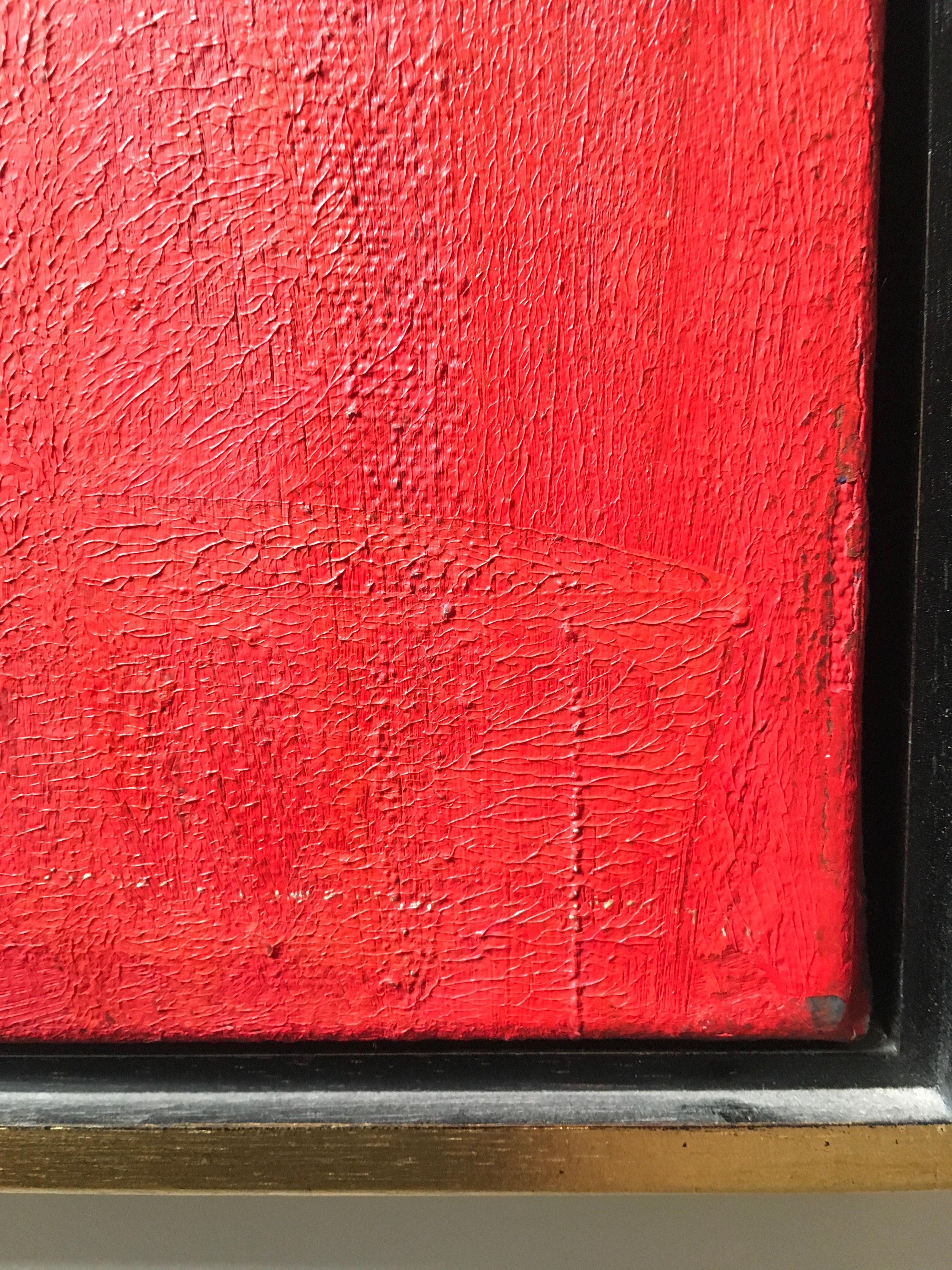 Large Oil on Canvas by Beverley Downie 1978 Red Abstract Expressionist For Sale 3