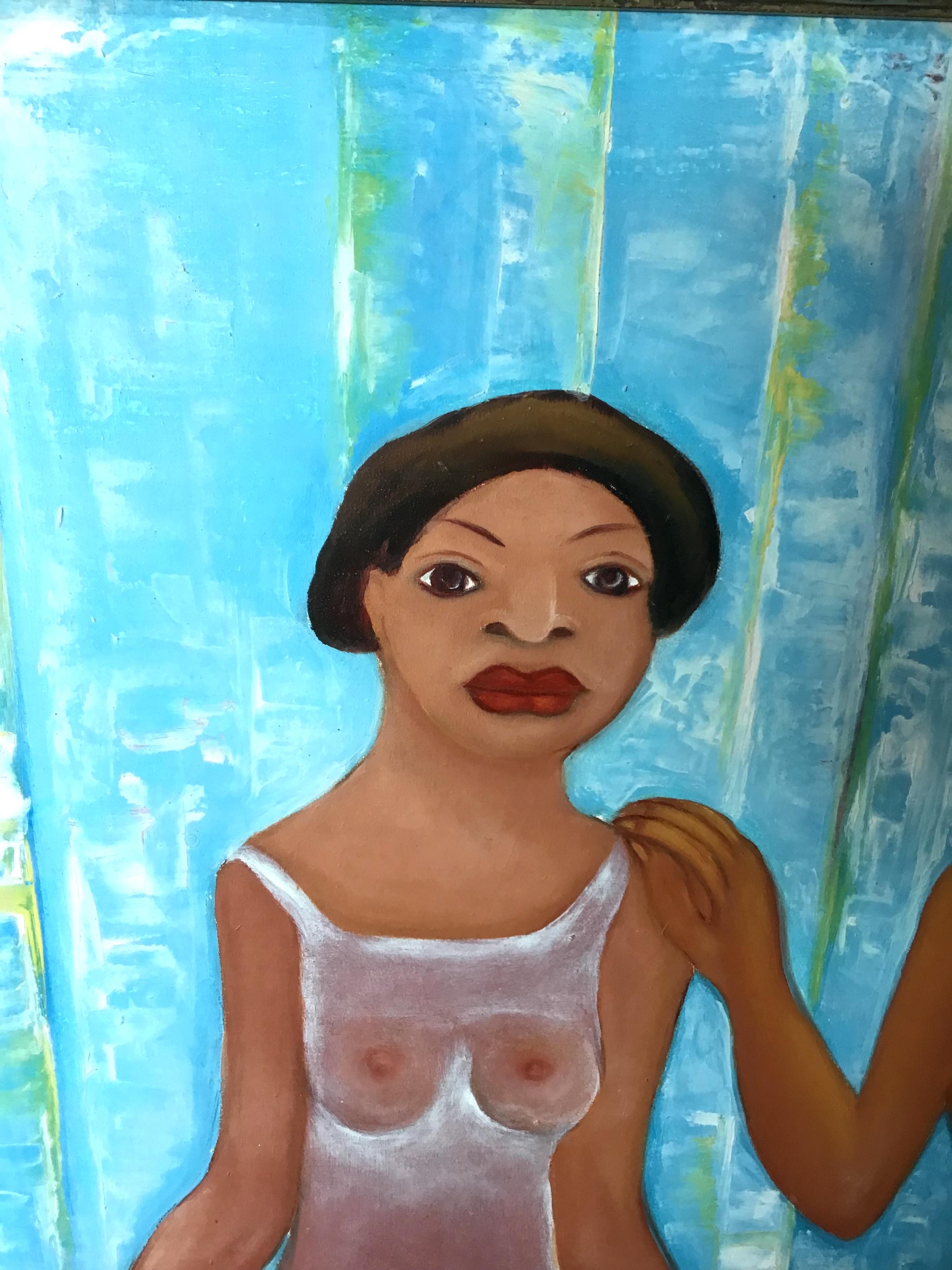 Gran Óleo Sobre Lienzo De Fritzner Alphonse (1938 - 2006) Escuela Haitiana circa 1970 Aceitado en venta
