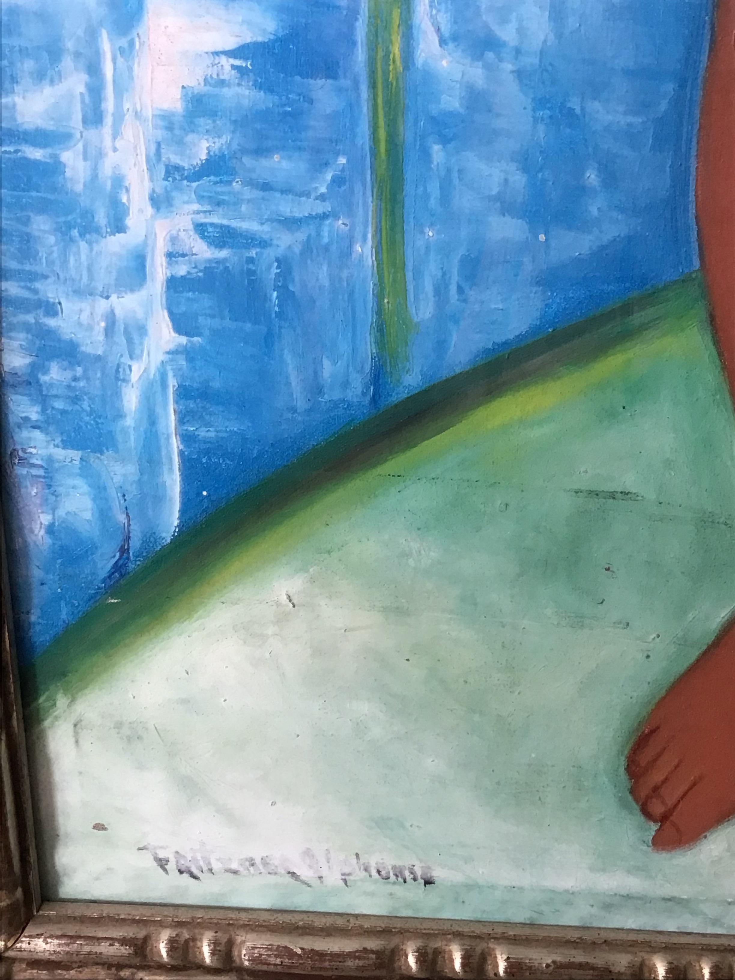 Gran Óleo Sobre Lienzo De Fritzner Alphonse (1938 - 2006) Escuela Haitiana circa 1970 en venta 2