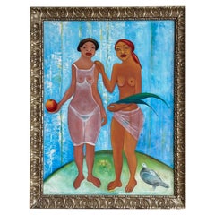 Grande huile sur toile de Fritzner Alphonse (1938 - 2006) École haïtienne circa 1970