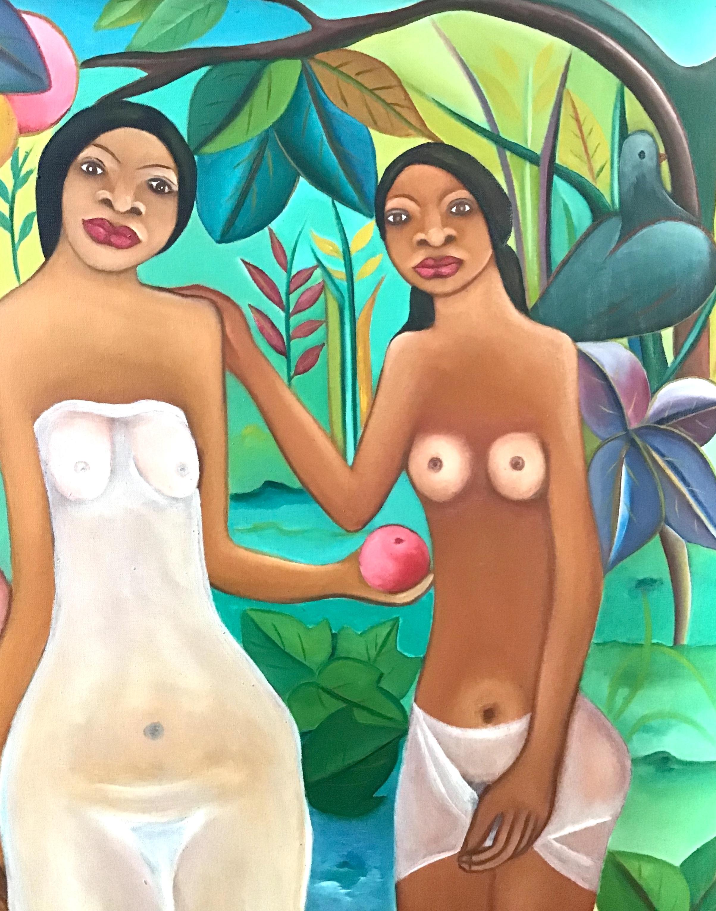 Gran óleo sobre lienzo de Fritzner Alphonse (1938 - 2006) Escuela haitiana de los años 20 Moderno en venta