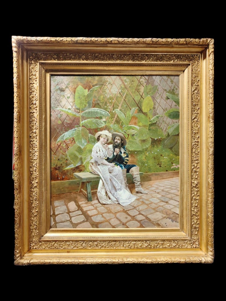 Oiled Large Oil on Canvas by Giovanni Battista Filosa 19th Century For Sale