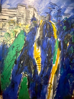 Large Oil on Canvas by Phil Kelly "Circuito Azul Grande" 99