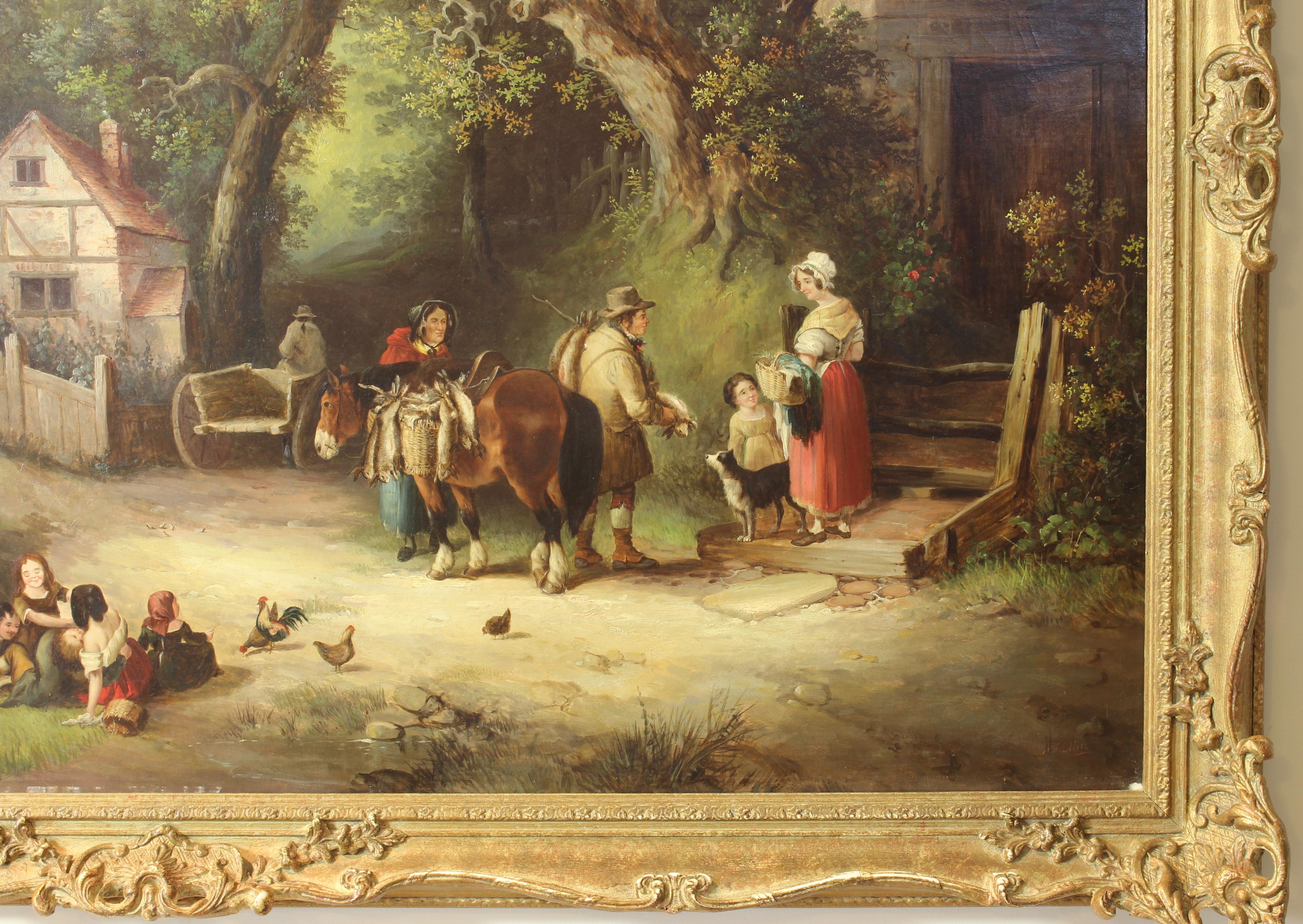 Large Oil on Canvas English Landscape Painting In Good Condition In Kilmarnock, VA