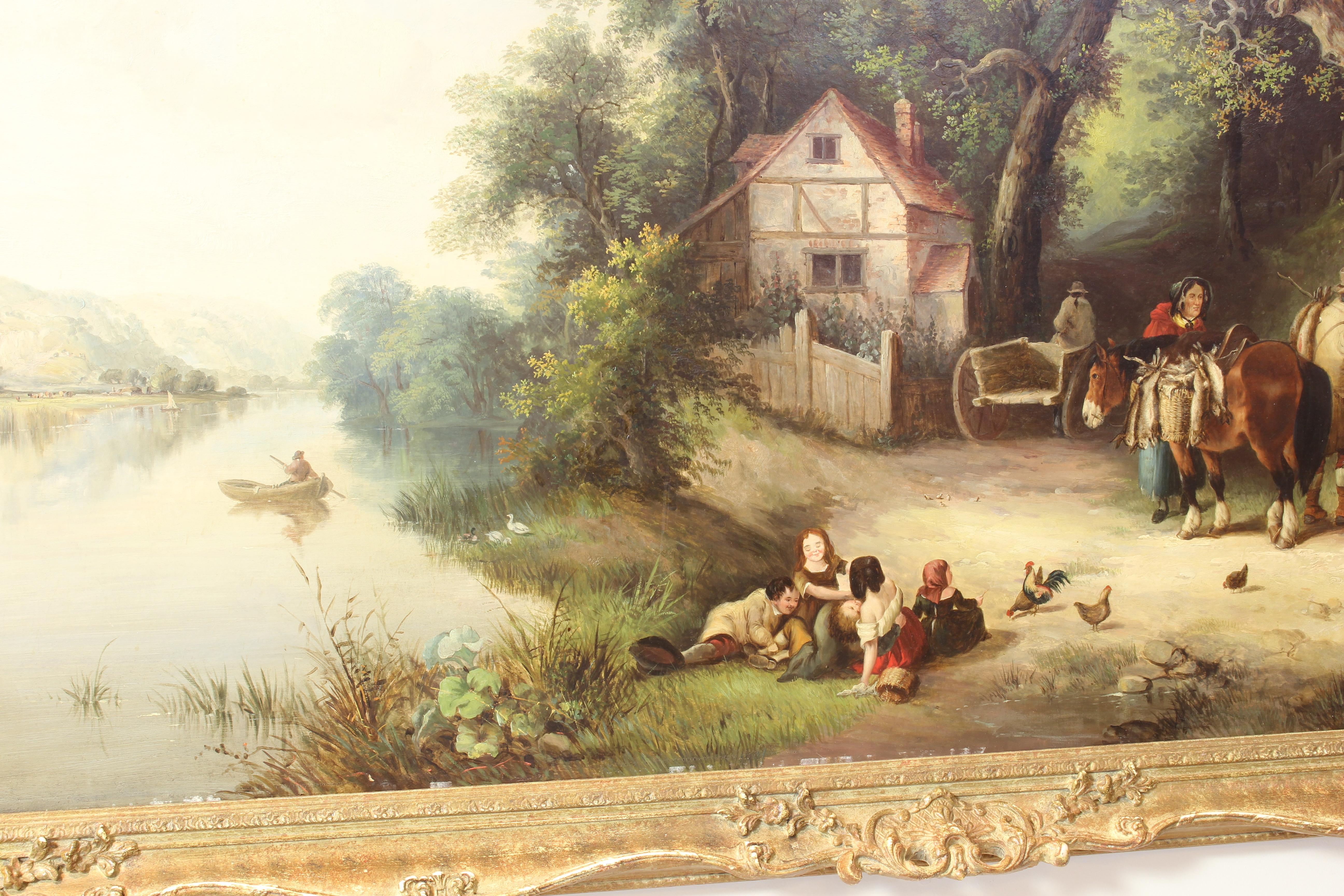 19th Century Large Oil on Canvas English Landscape Painting