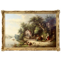 Large Oil on Canvas English Landscape Painting