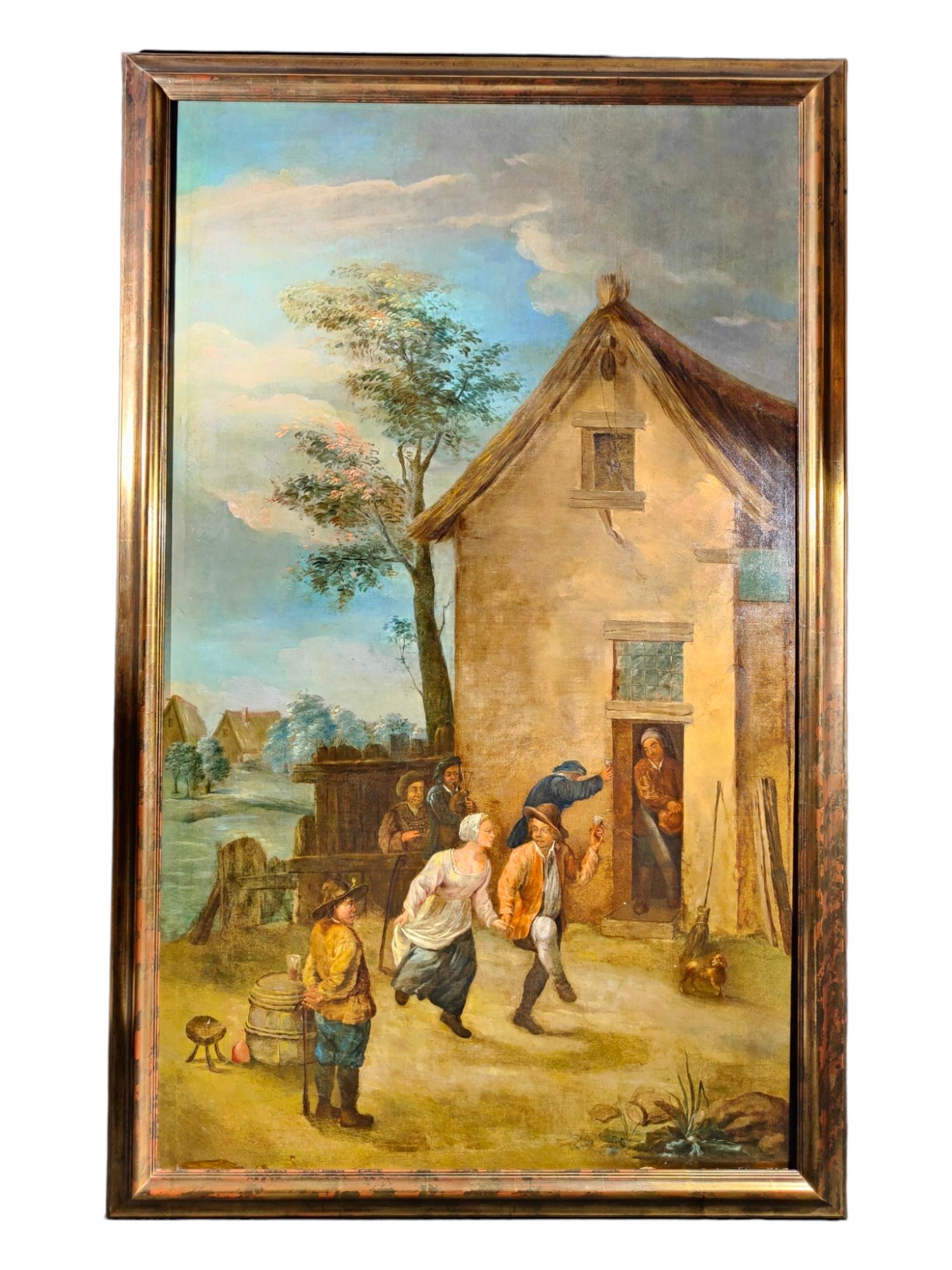 Large Oil On Canvas, Flemish School, XVIIth Century
LARGE OIL ON CANVAS, FLEMISH SCHOOL, 17TH CENTURY
LARGE FORMAT, OIL ON CANVAS FROM THE 17TH CENTURY APPARENTLY UNSIGNED. A FOLLOWER OF BRUGHEL THE OLD. SCENE WITH VARIOUS CHARACTERS DRESSED FROM